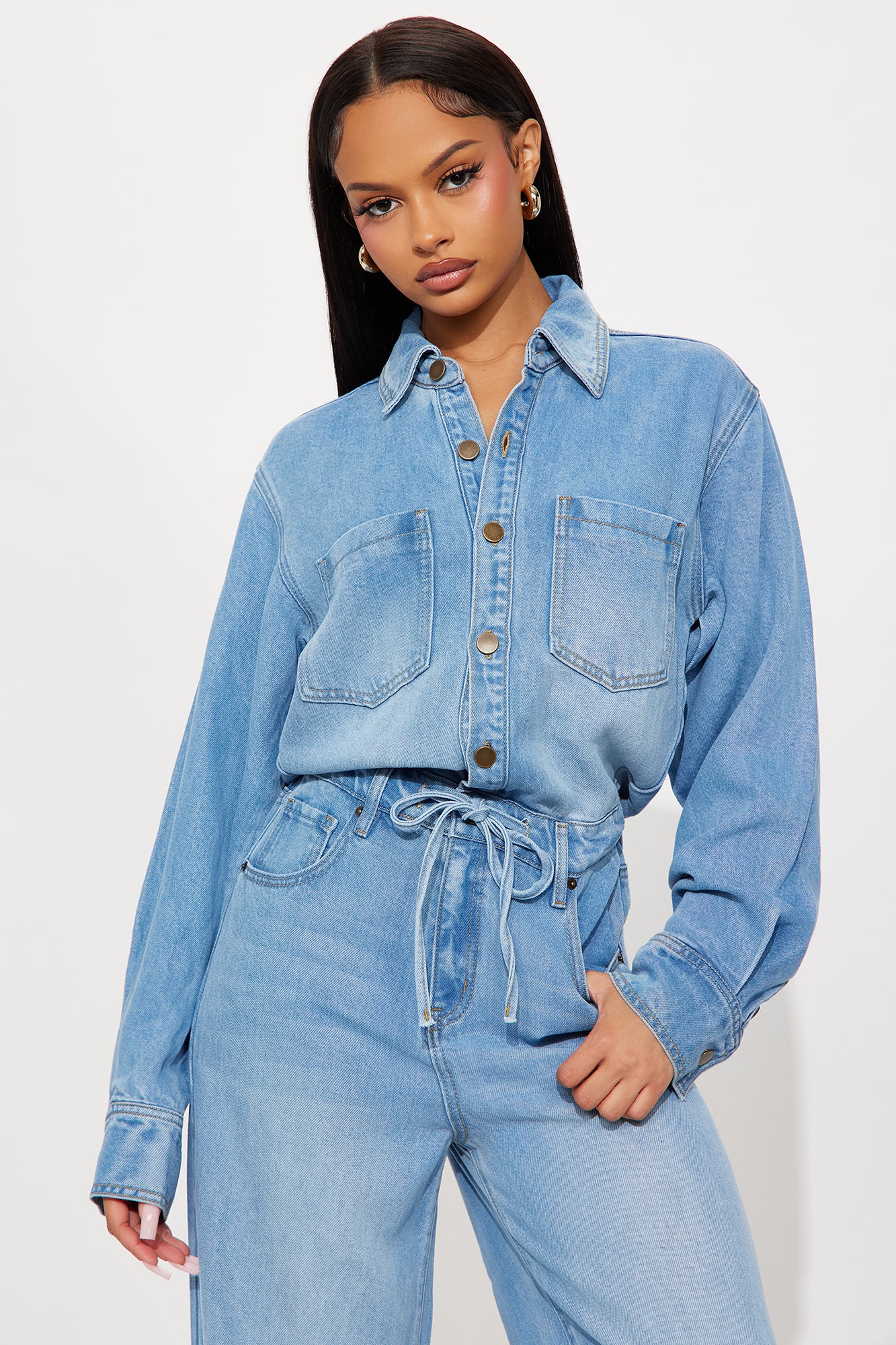 Serafi Denim Jumpsuit - Medium Wash