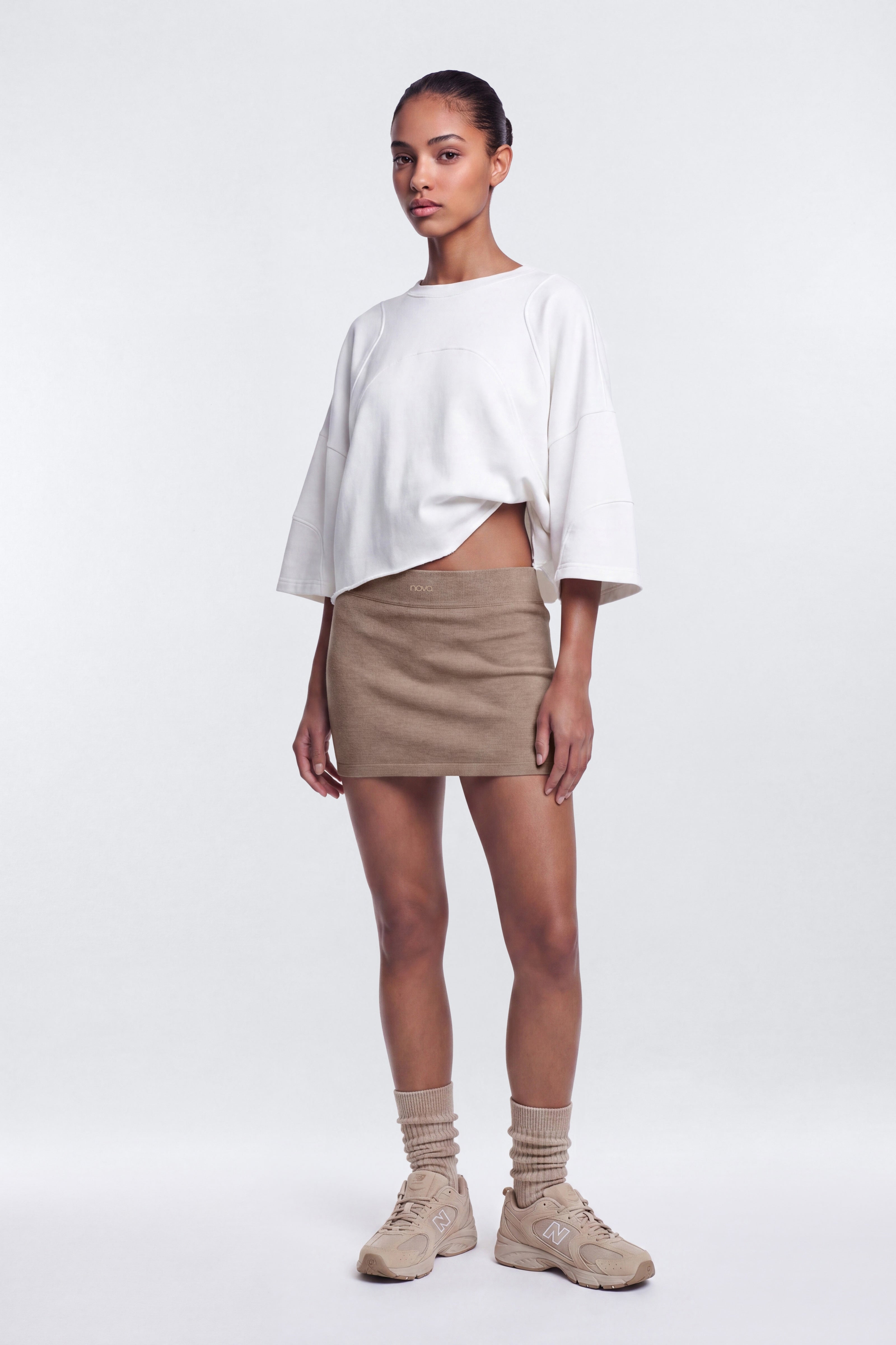 CottonFlex™ Mini Sports Skort - Heather Taupe