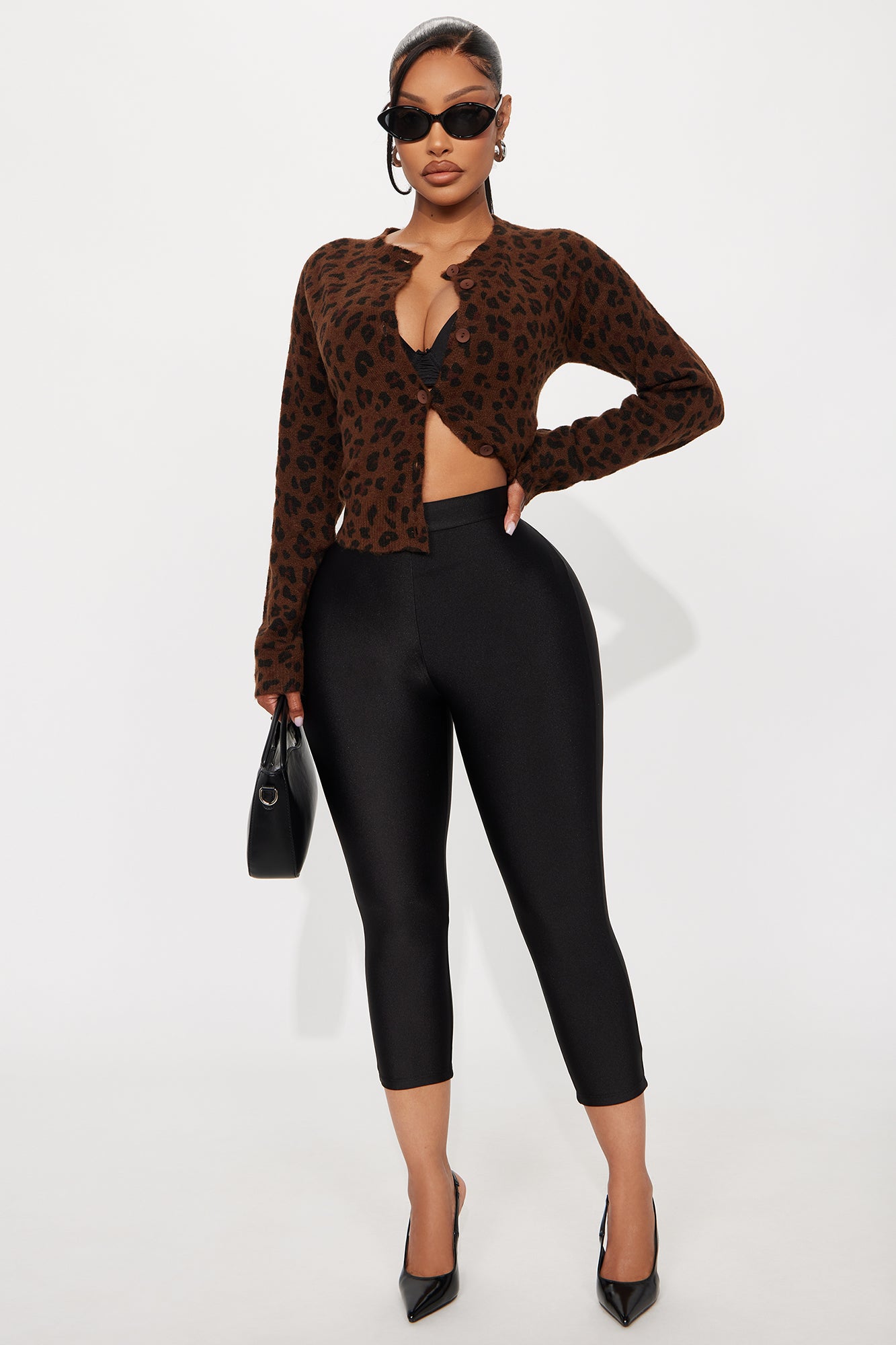 Nikole High Rise Tricot Capri Legging - Black