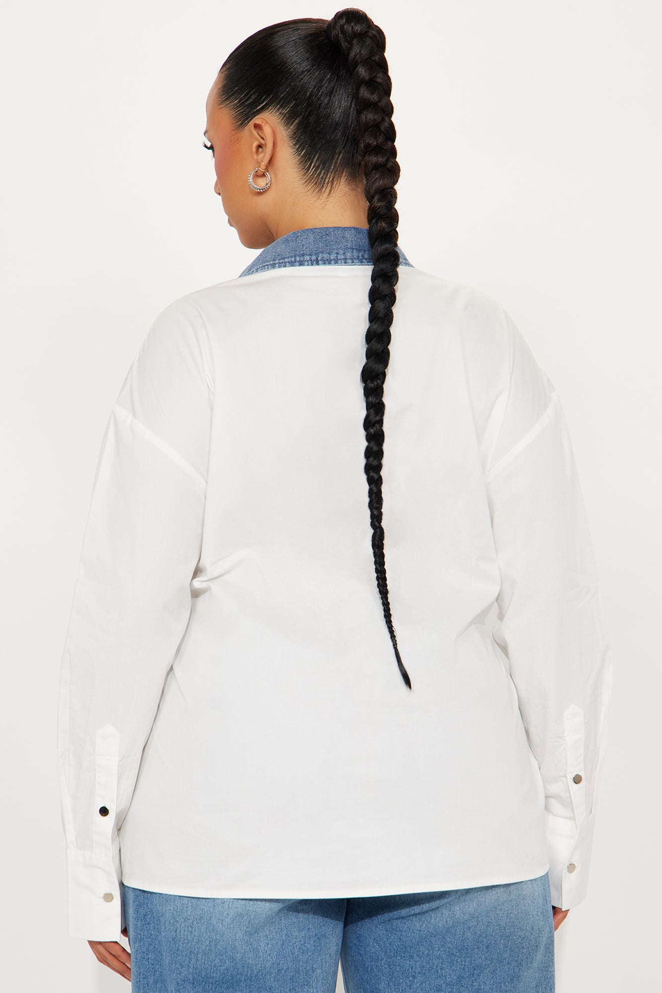 Been There Denim Contrast Poplin Shirt - White/combo