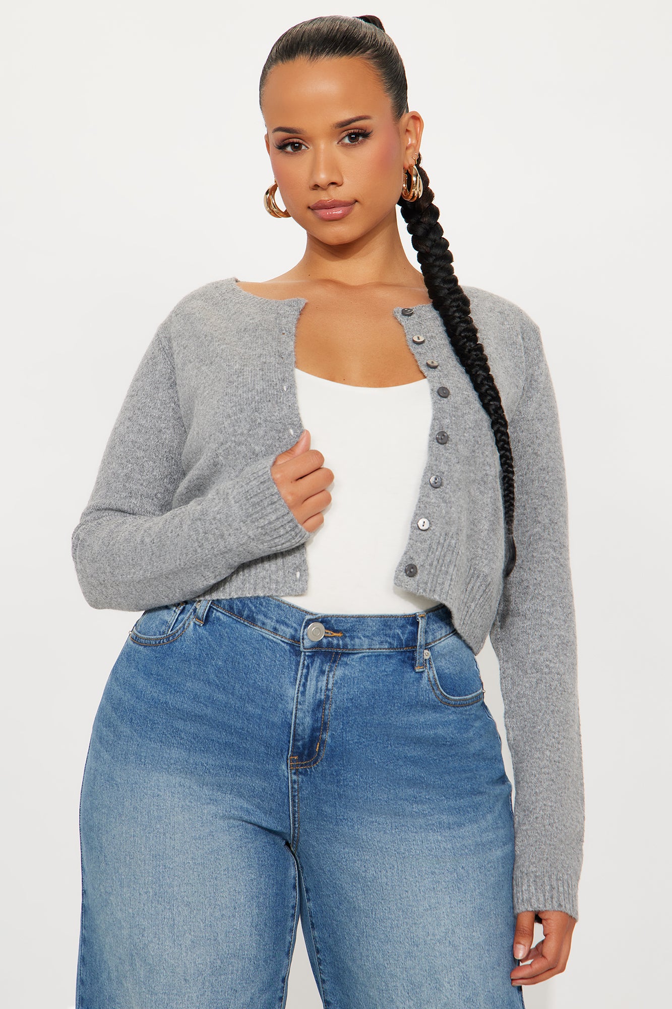 Sweet Sensation Cropped Cardigan - Grey