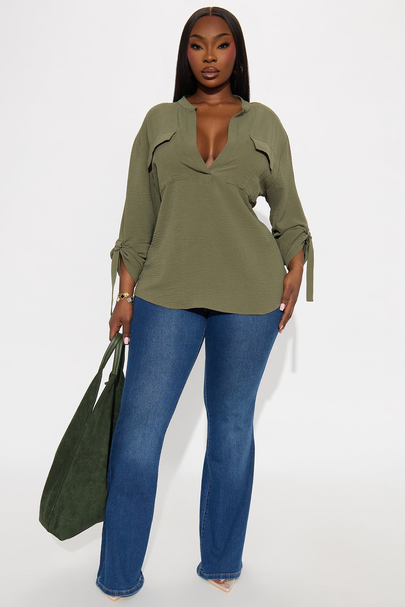Solange Blouse Top - Olive
