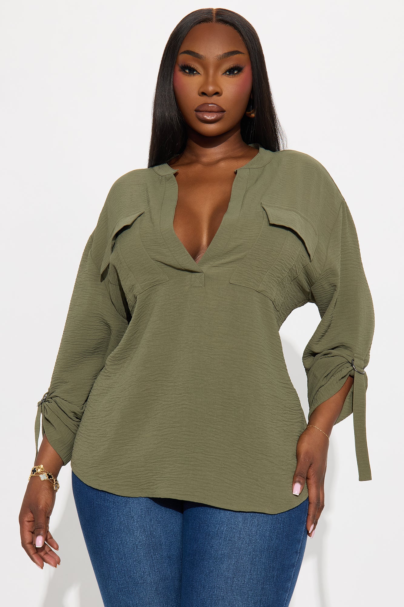 Solange Blouse Top - Olive