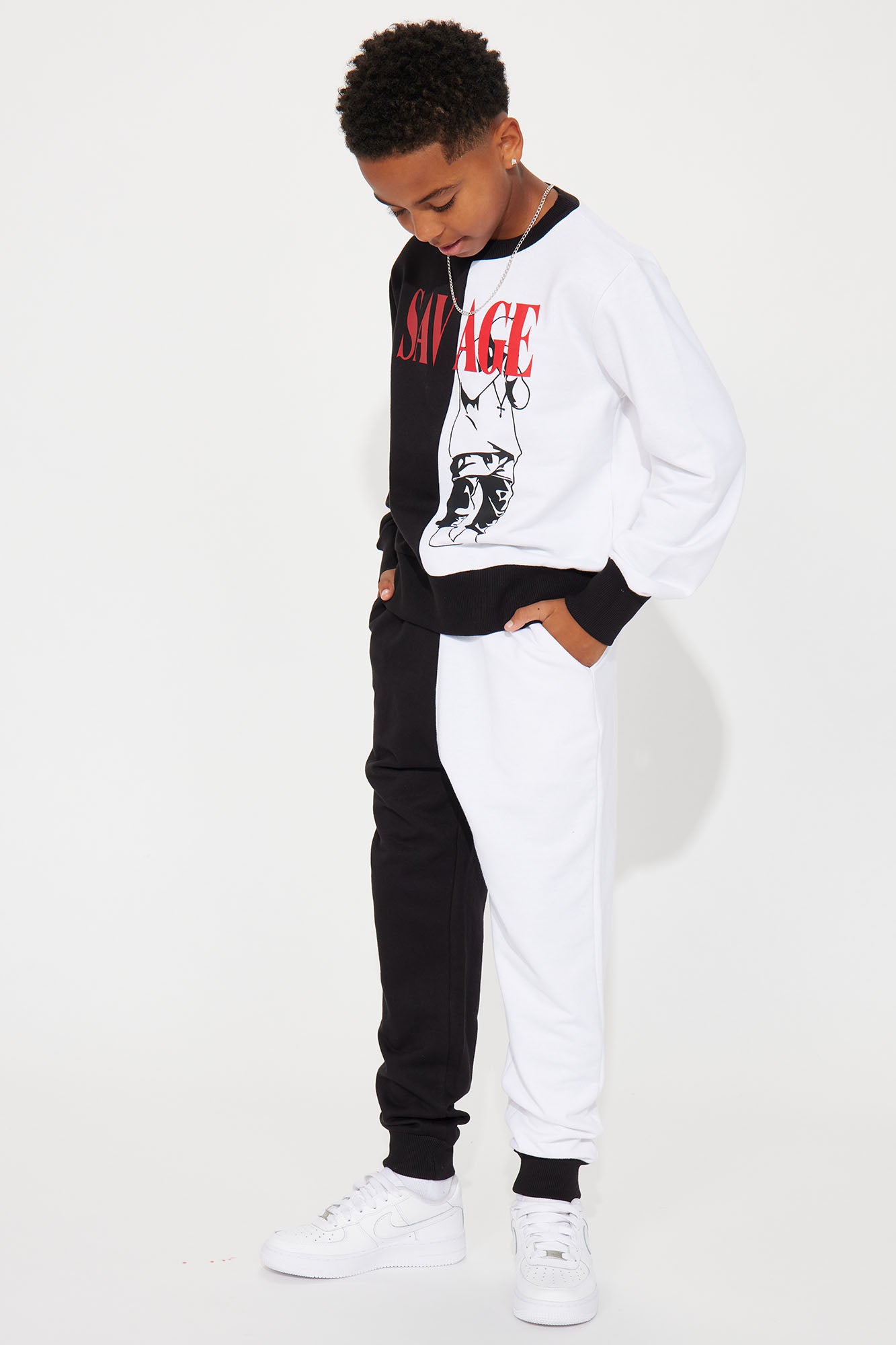 Mini Savage In Disguise Pant set - Black/White