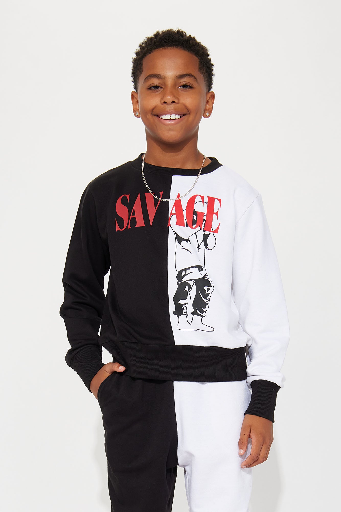 Mini Savage In Disguise Pant set - Black/White