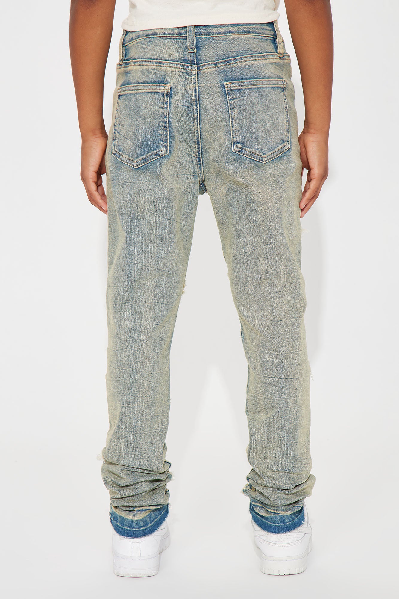 Mini Geometric Fray Skinny Jeans - Indigo