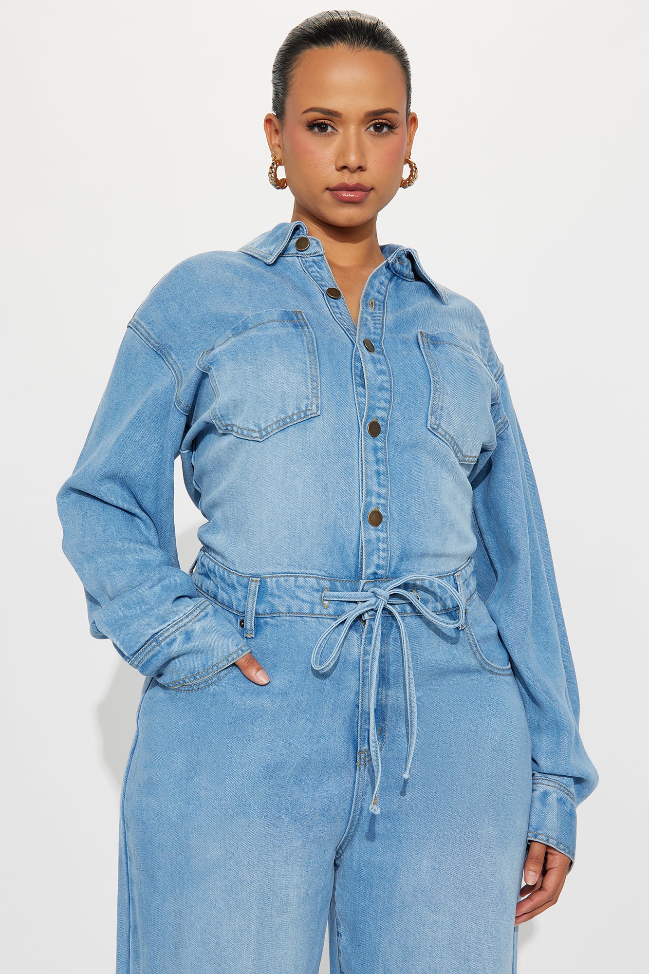 Serafi Denim Jumpsuit - Medium Wash