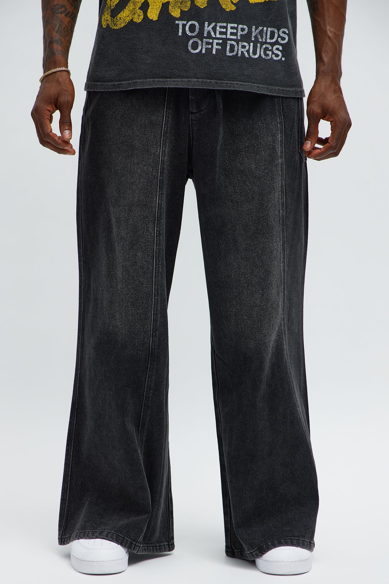 Baggy Crossover Come Again Jean - Black Wash