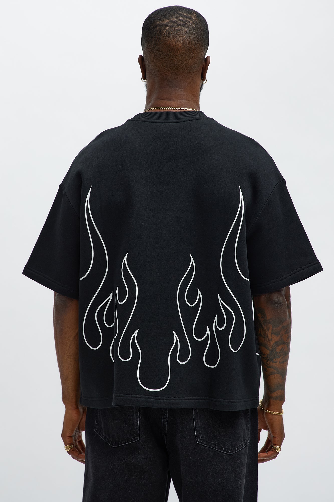 Tayson Oversized Chase Flame Short Sleeve Tee - Black/combo