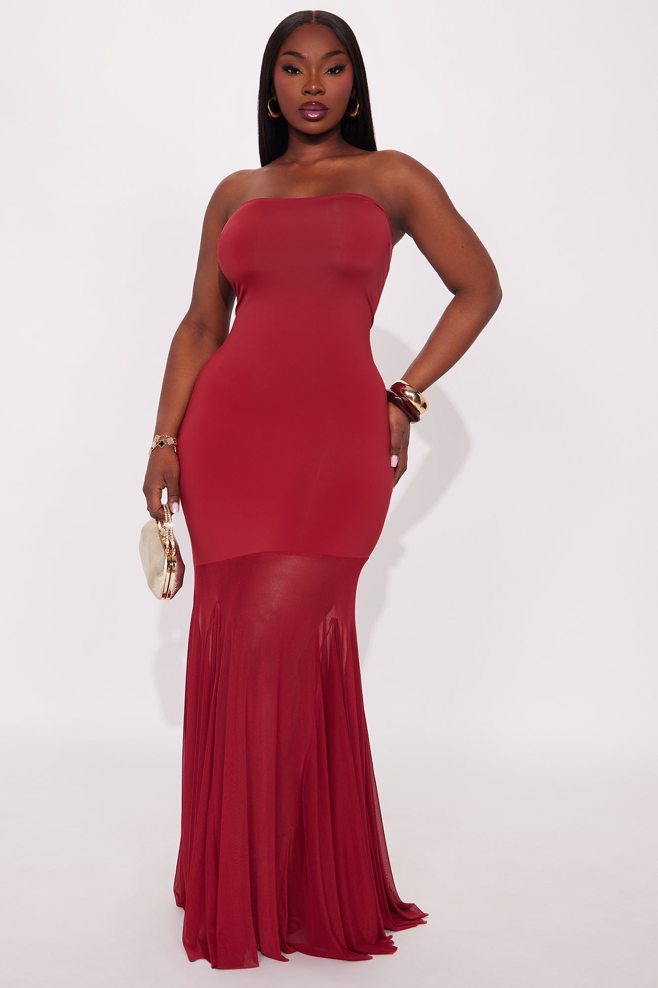 Still Love Me Strapless Maxi Dress - Wine