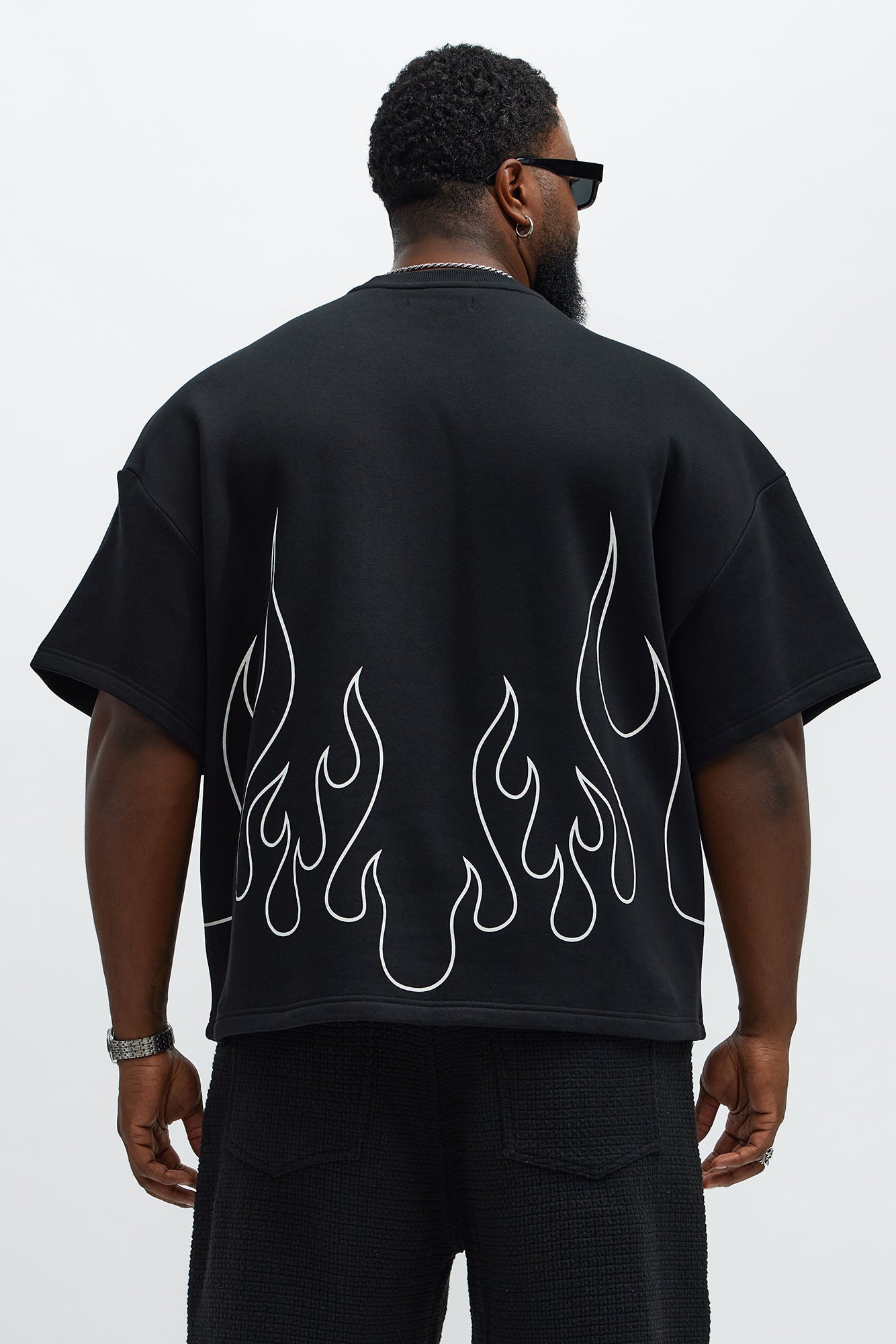 Tayson Oversized Chase Flame Short Sleeve Tee - Black/combo