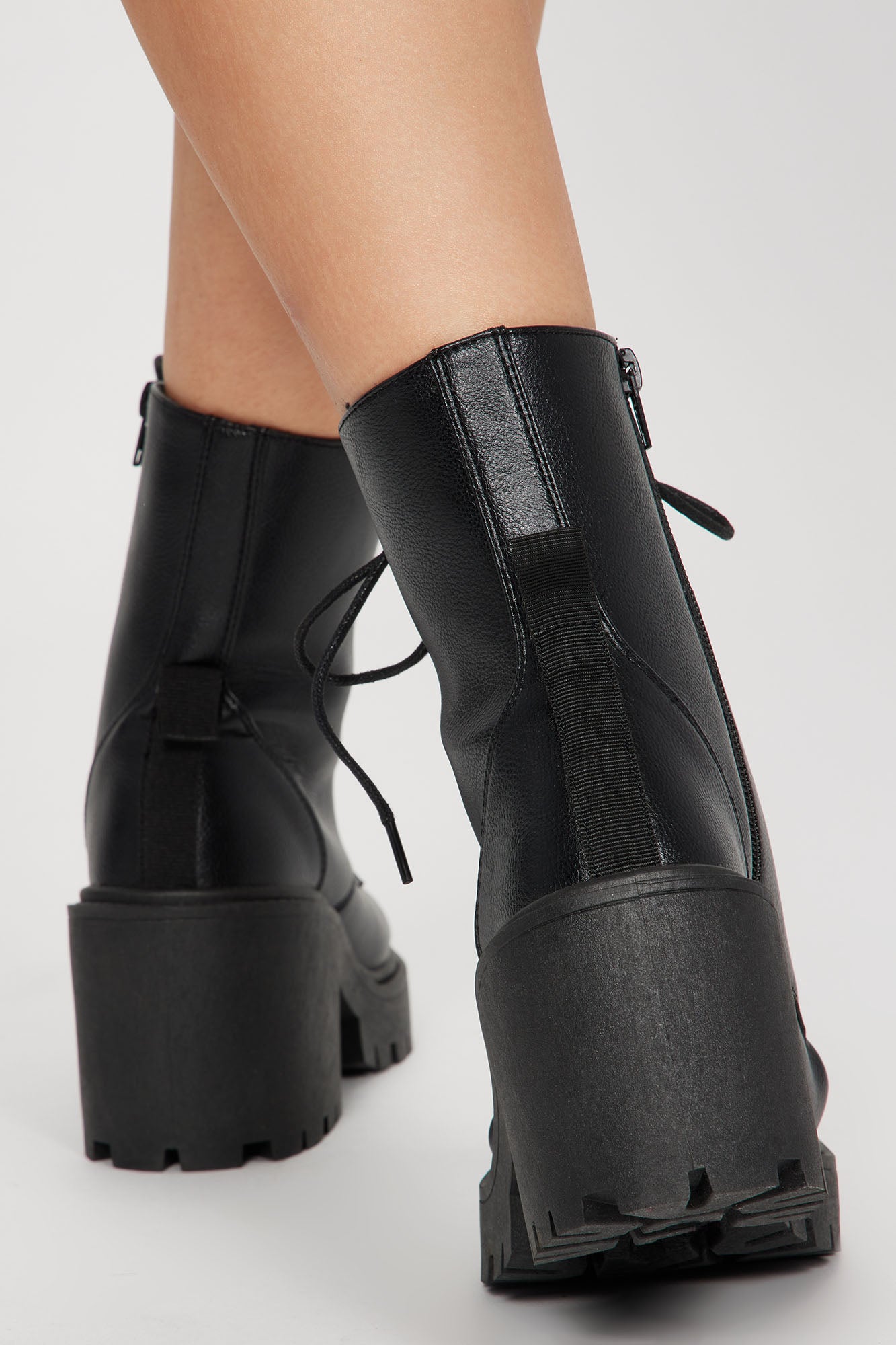 Dallas Lace Up Combat Booties - Black