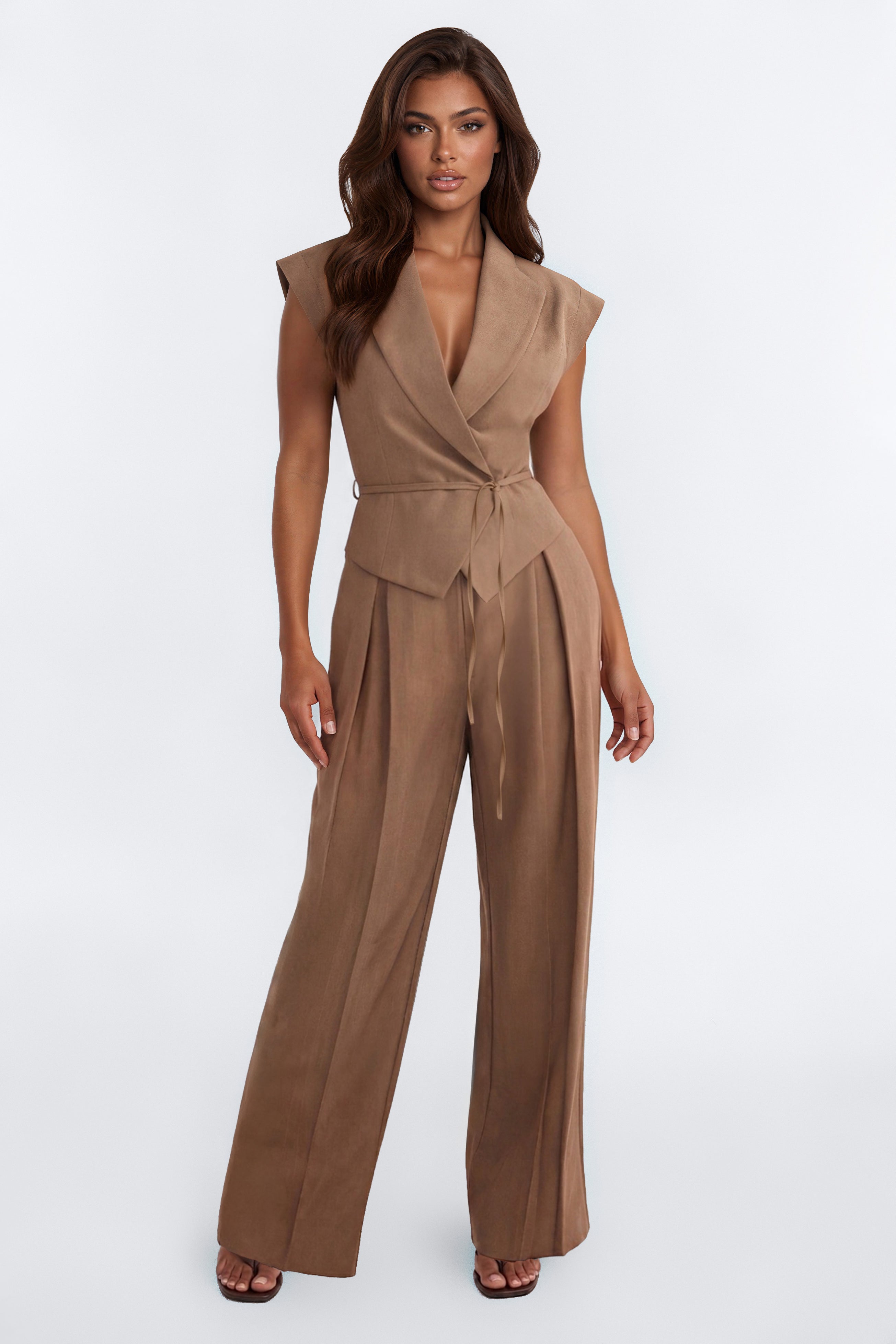 Going Places Blazer Pant Set - Mocha