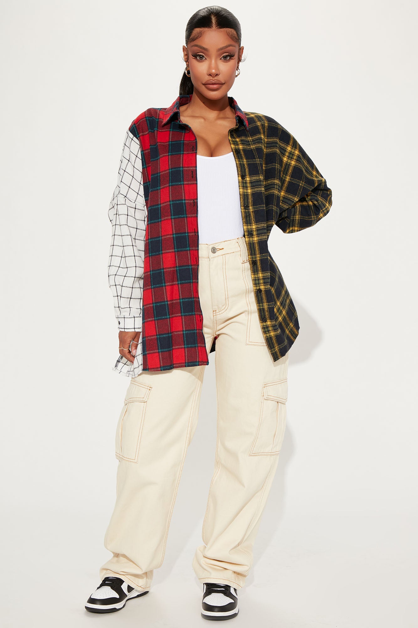 Mixed Emotions Mixed Feelings Flannel Top - Red/combo