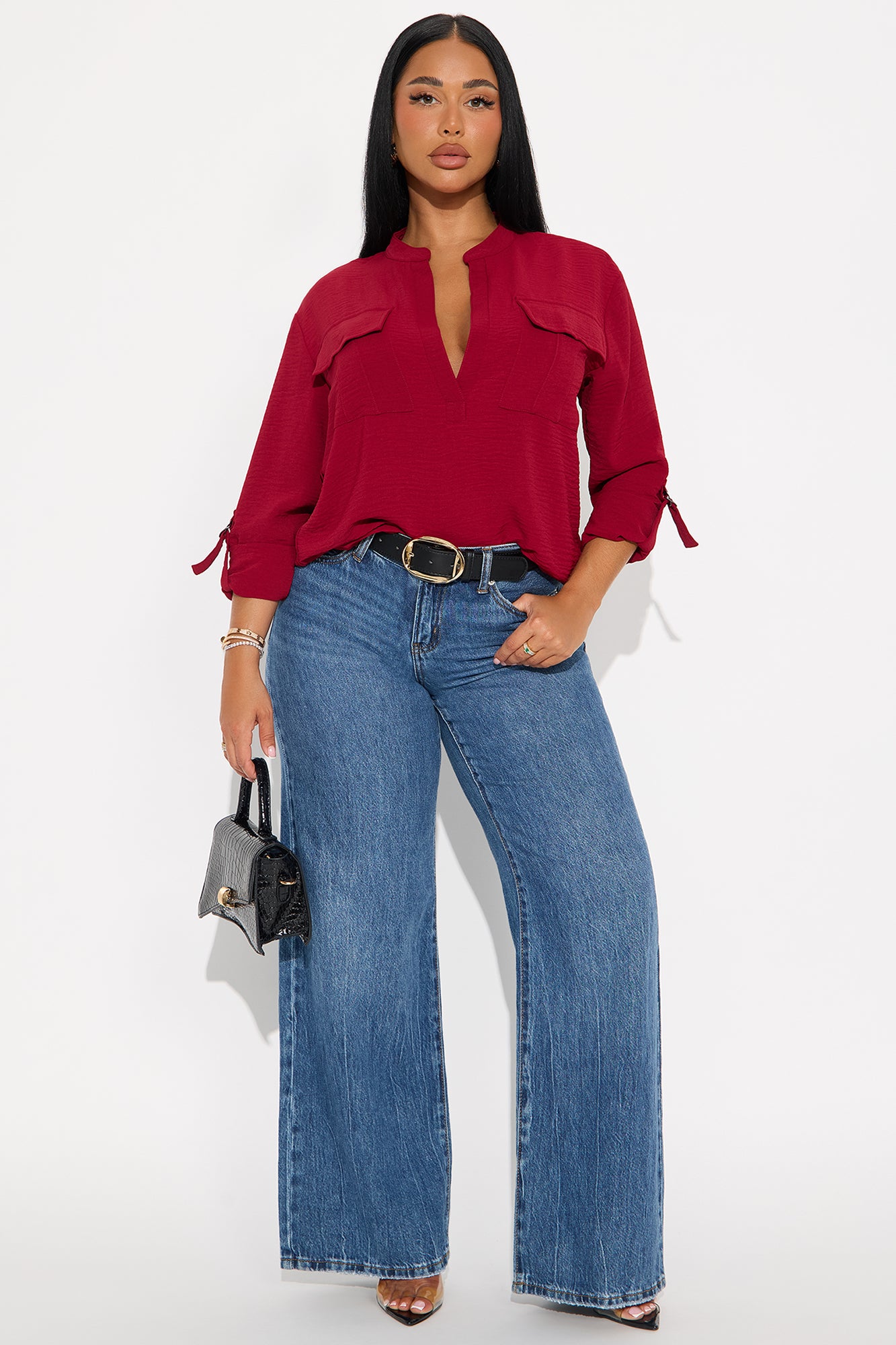 Solange Blouse Top - Burgundy