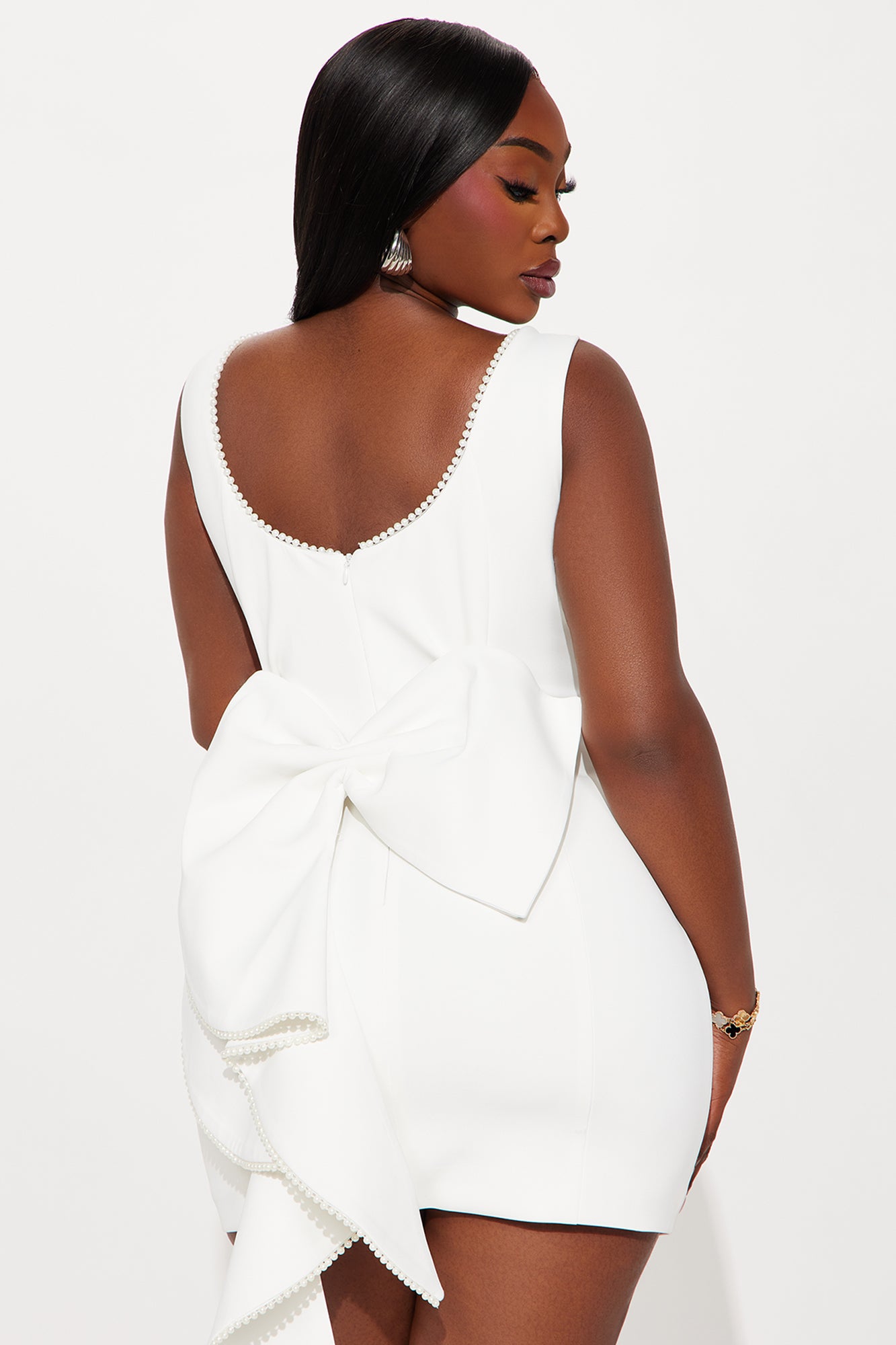 Bride Time Bow Mini Dress - White