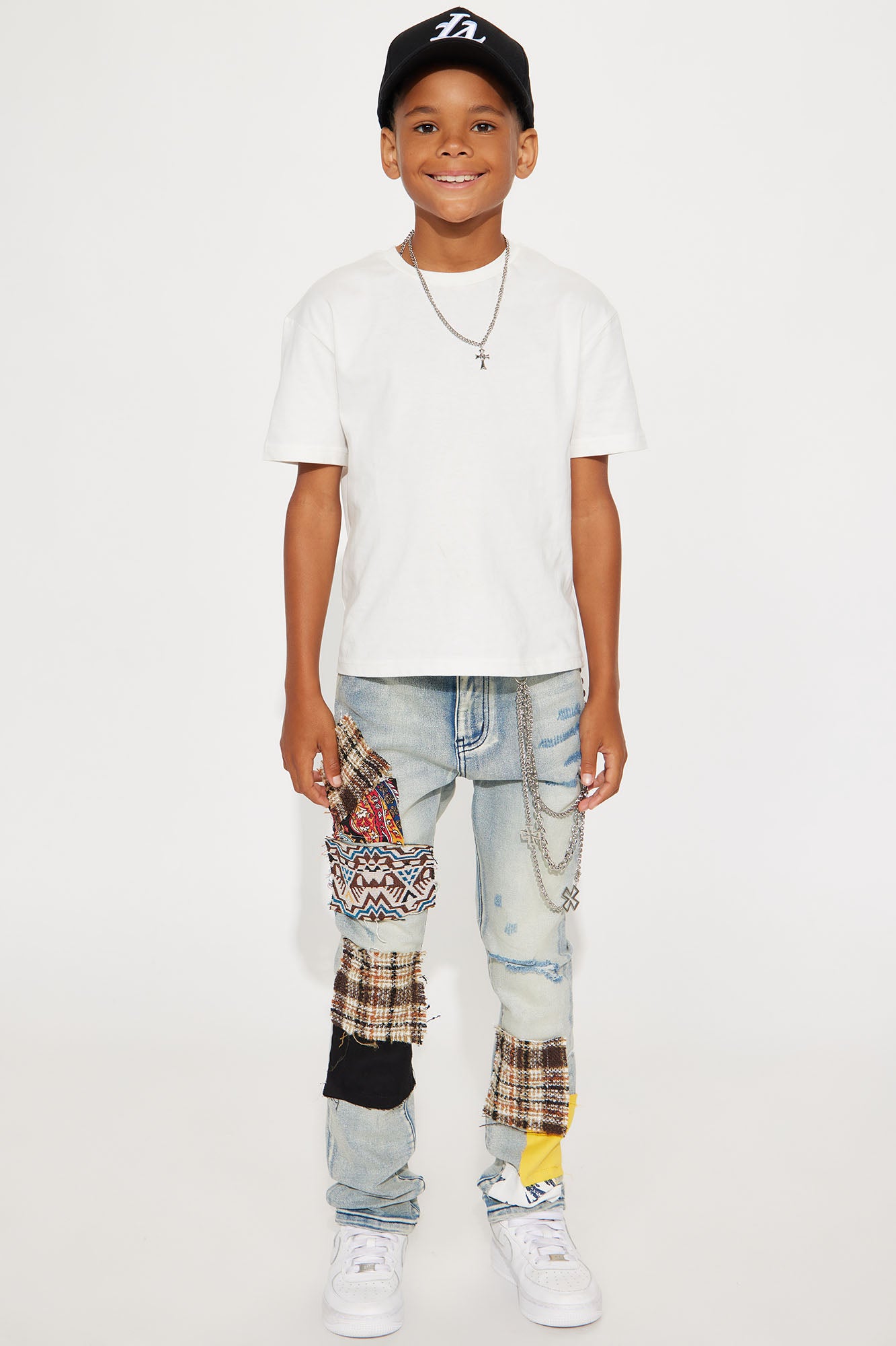 Mini Patchwork Day Stacked Skinny Jeans - Medium Wash