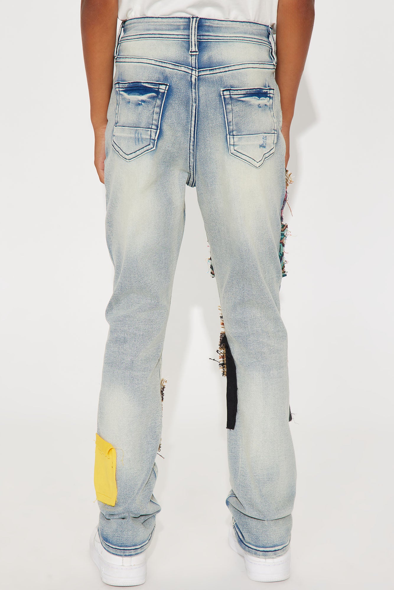 Mini Patchwork Day Stacked Skinny Jeans - Medium Wash