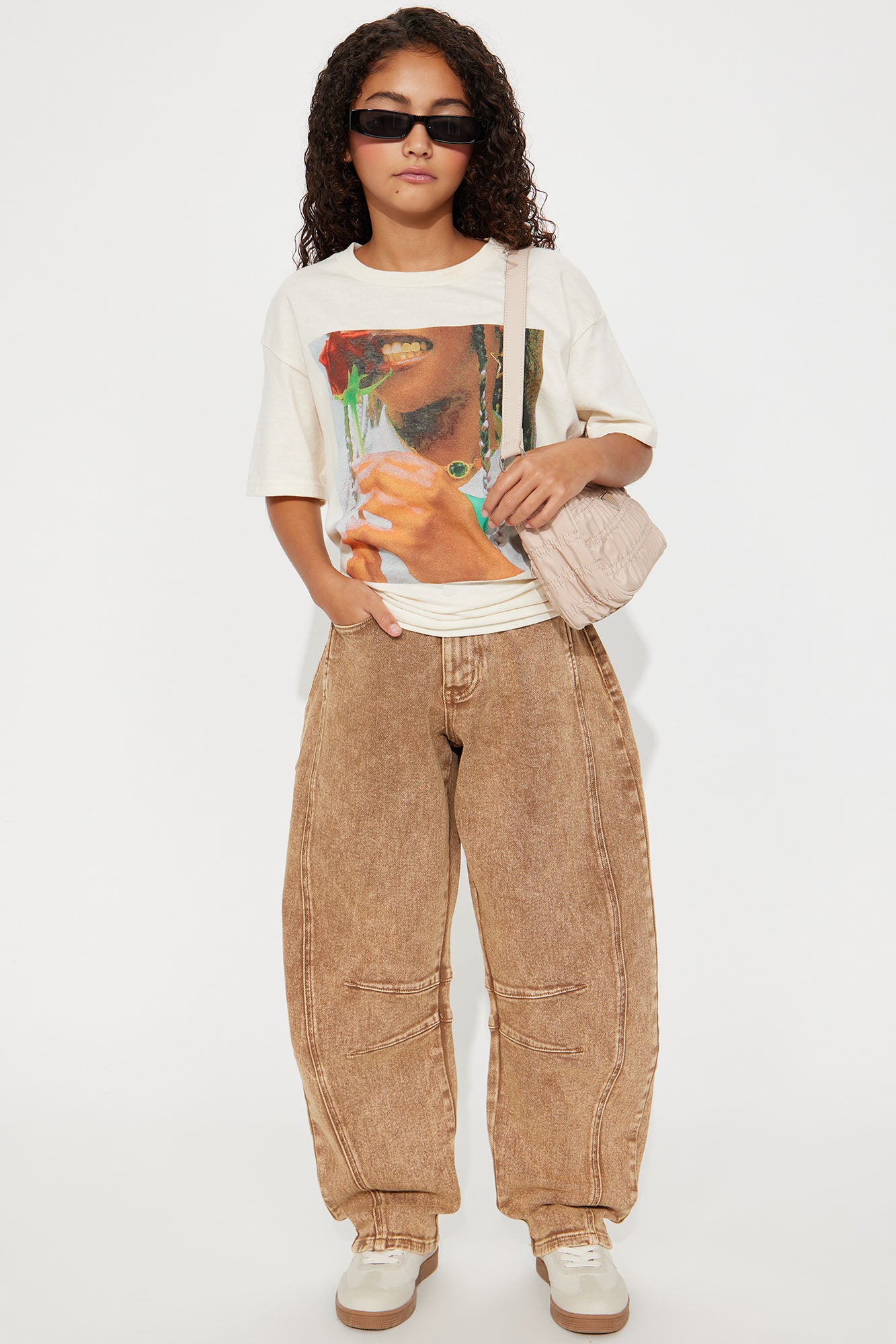 Mini Cecilia Mineral Wash Barrel Jeans - Chocolate