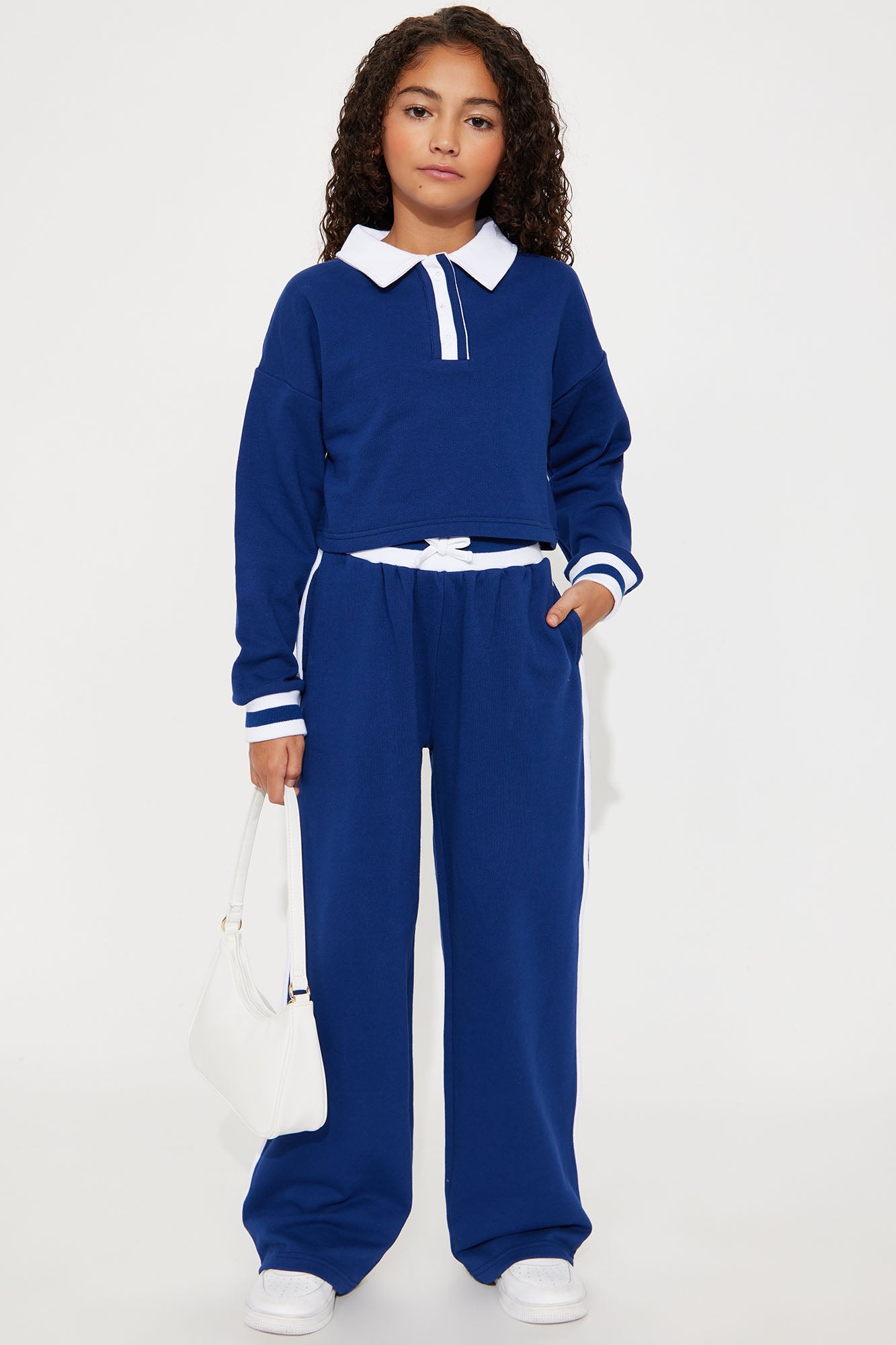 Mini Country Club Polo Fleece Pant Set - Navy