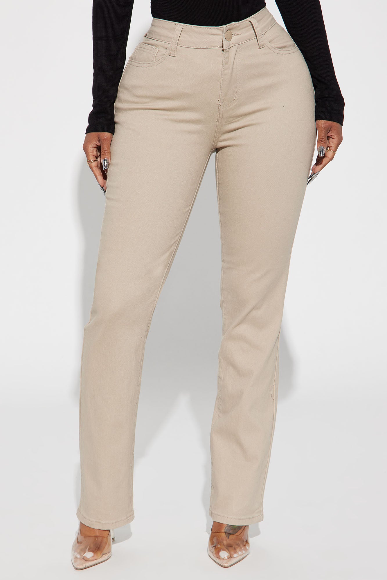 Straight Leg Uniform Pants - Khaki