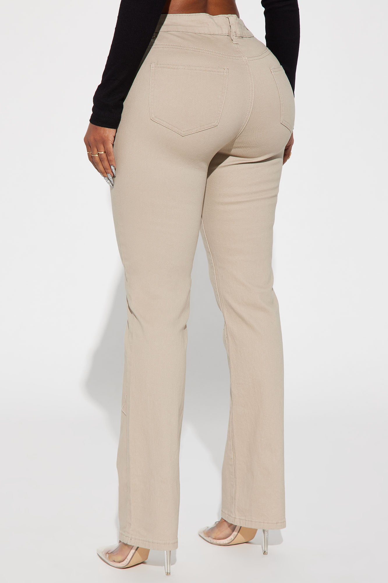 Straight Leg Uniform Pants - Khaki