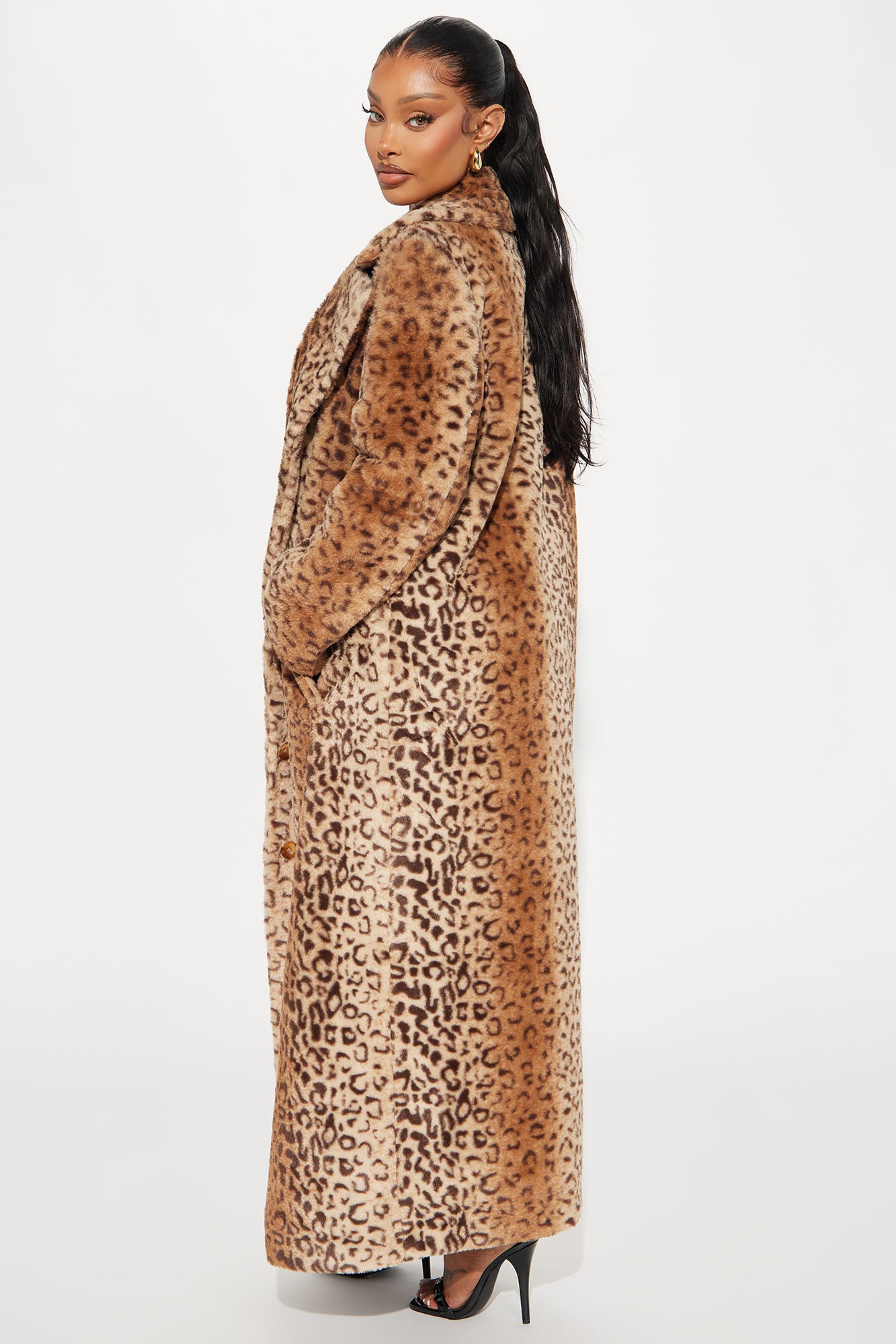 Frida Leopard Faux Fur Coat - Brown/combo