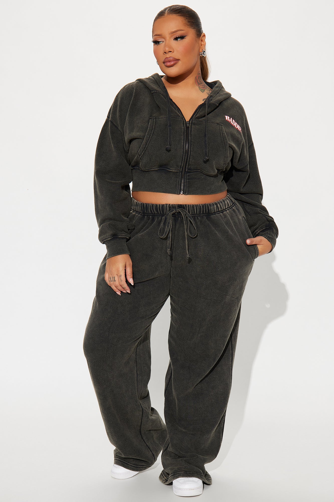 Baddie Washed Wide Leg Pant - Black Wash
