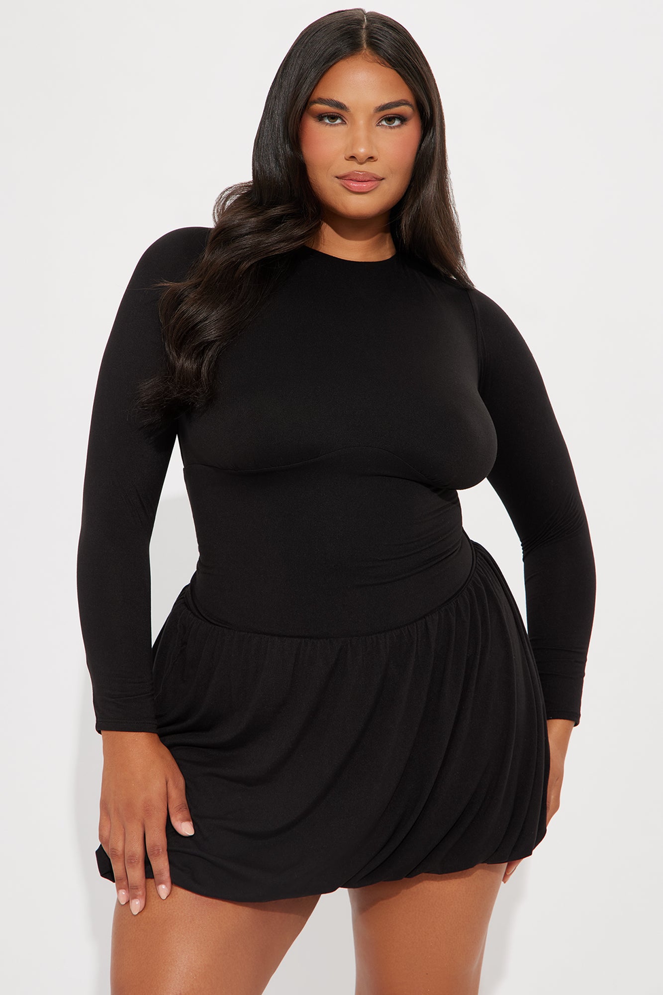 Sweet Trip Bubble Mini Dress - Black
