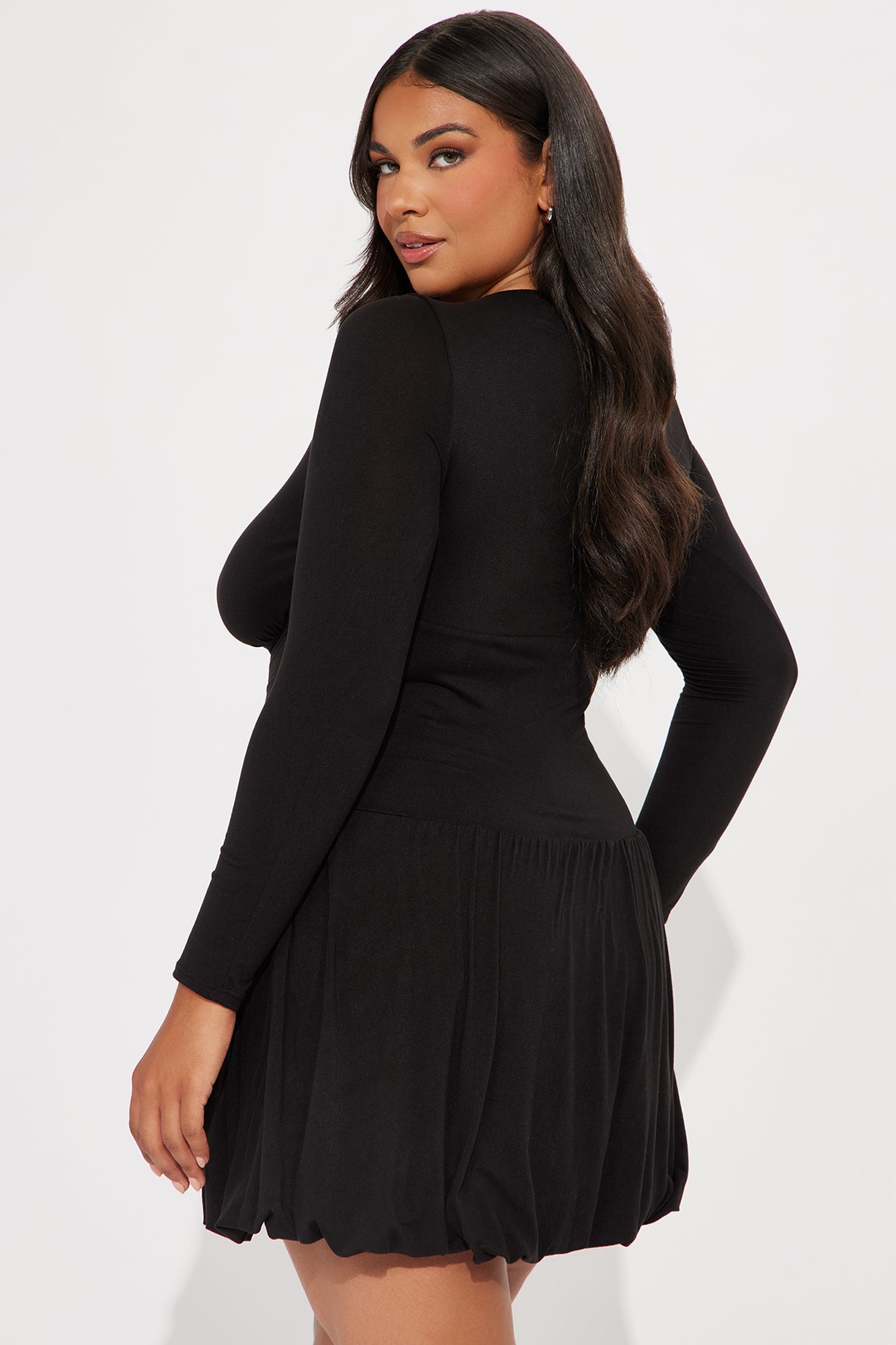 Sweet Trip Bubble Mini Dress - Black