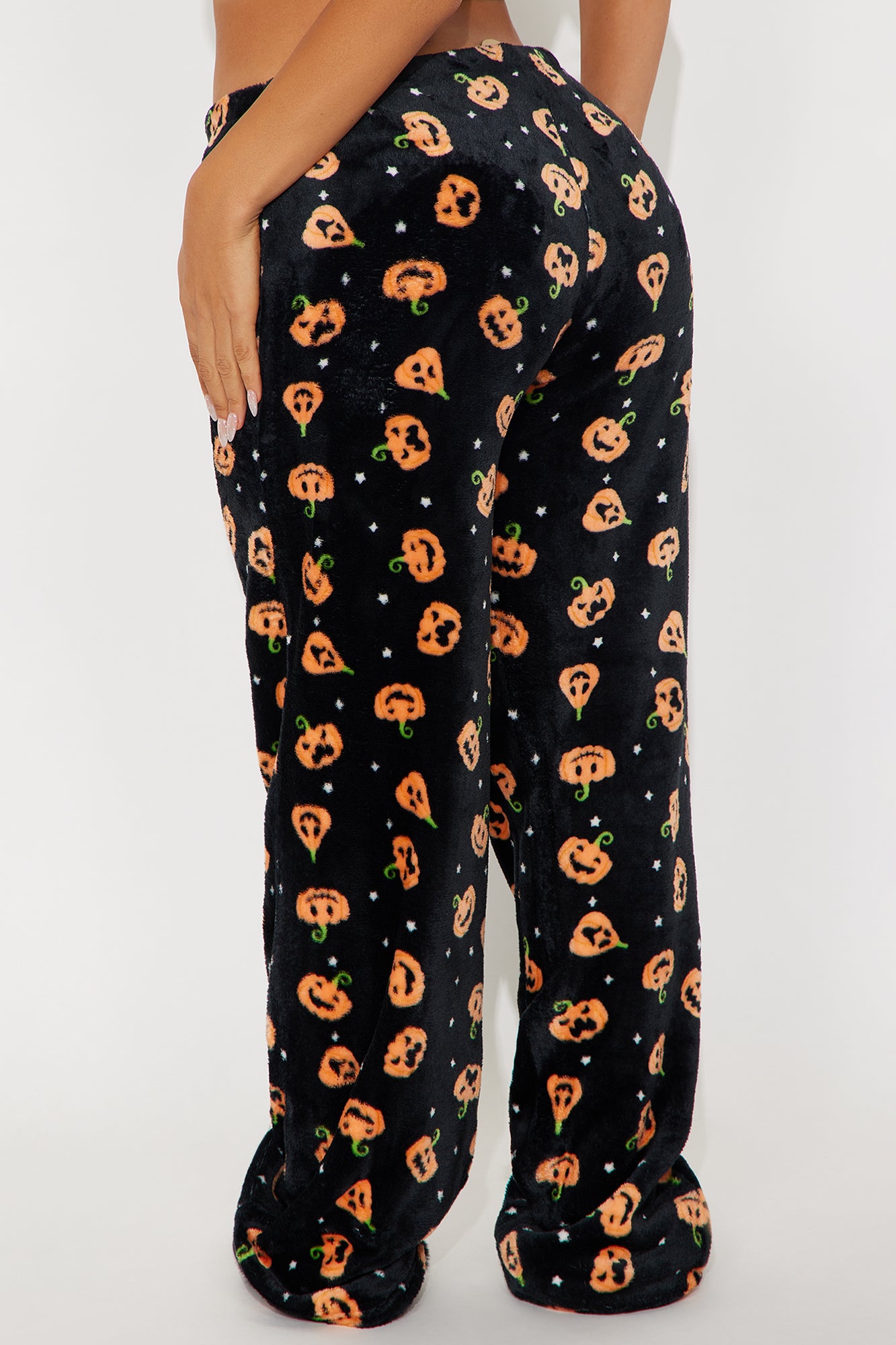 Pumpkin Patch Halloween Plush PJ Pants - Black/Orange