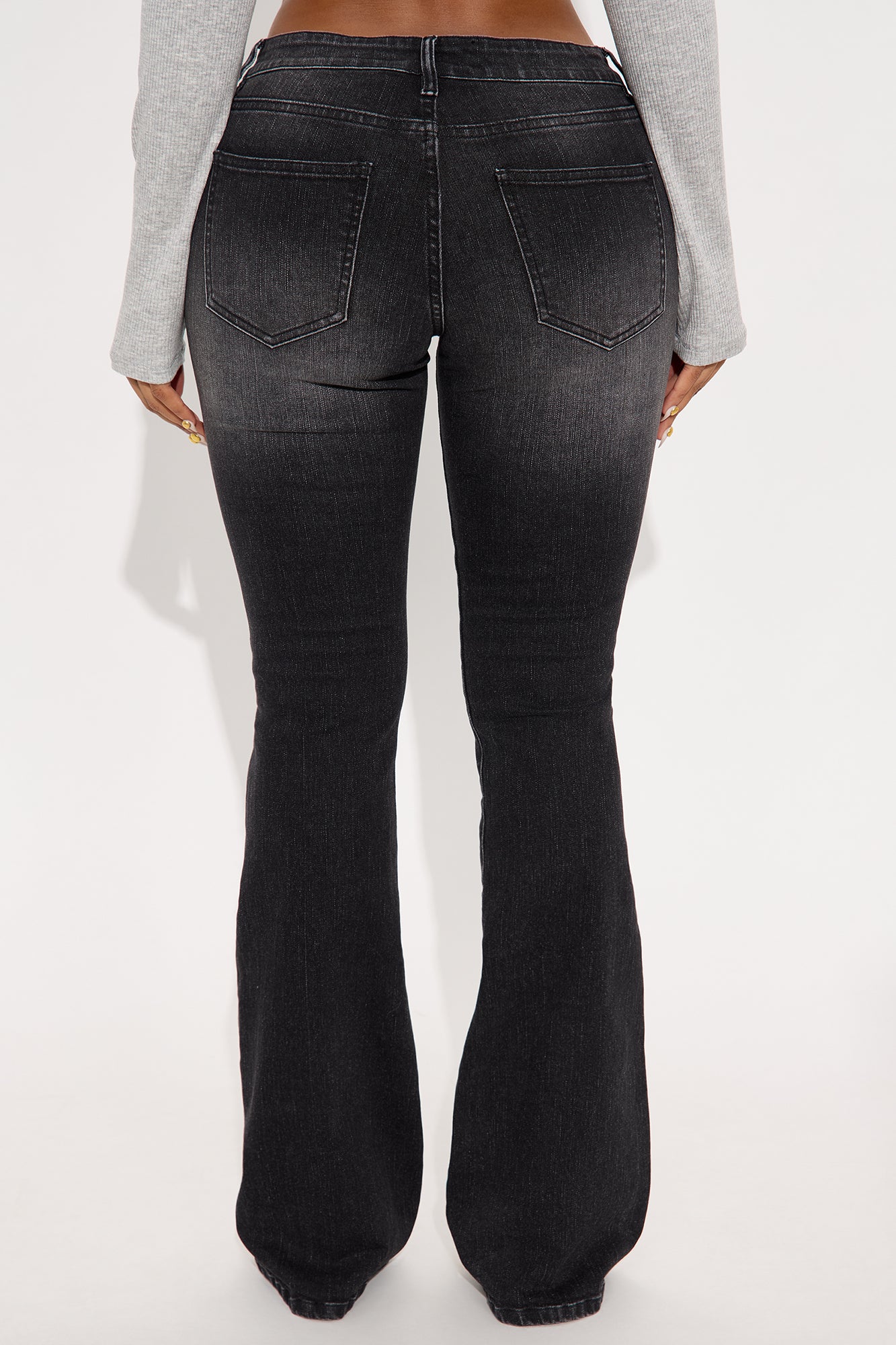 Forever Stretch Low Rise Flare Jeans - Black Wash