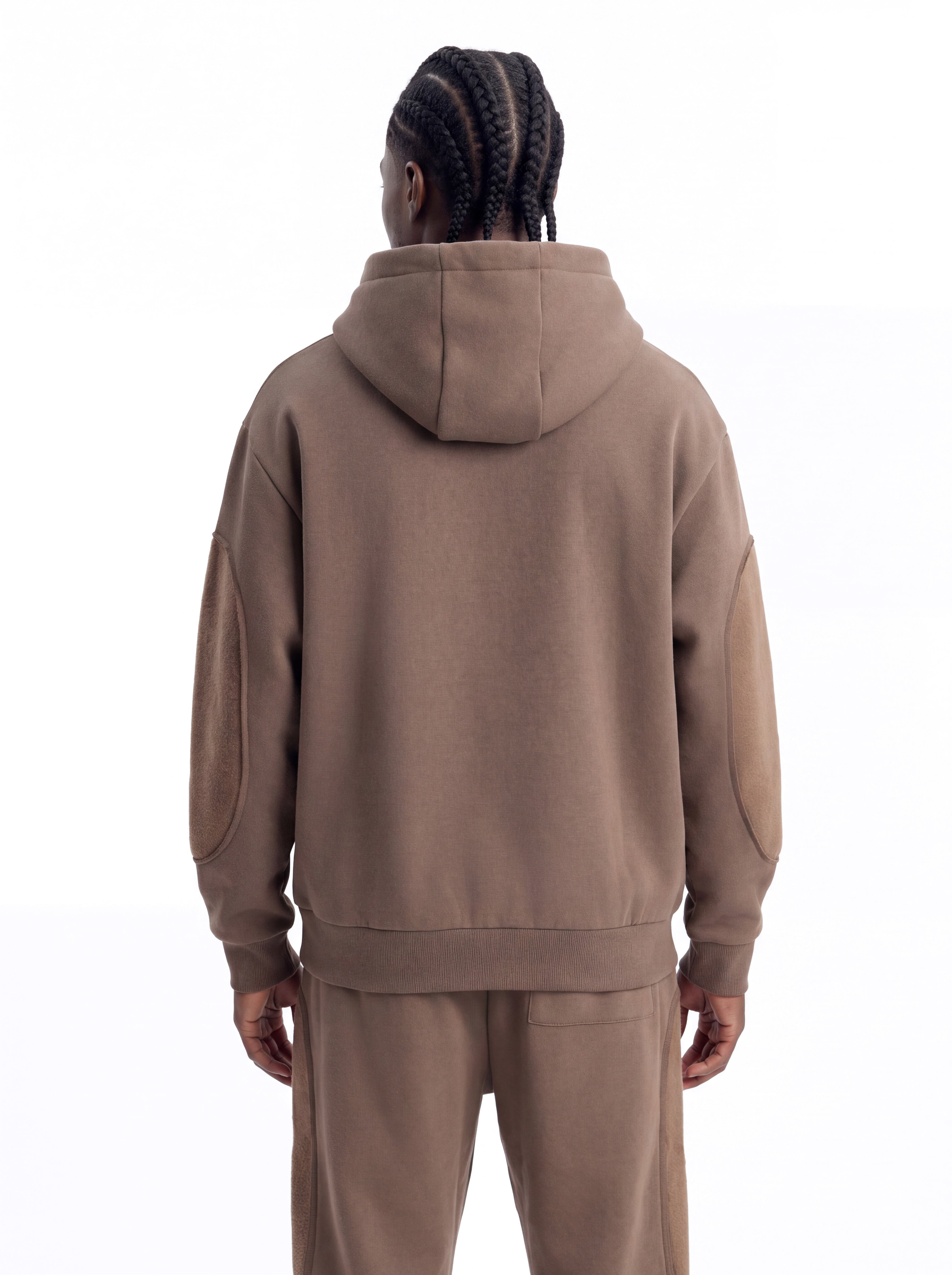 Reverse Panel Oversized Hoodie - Brown