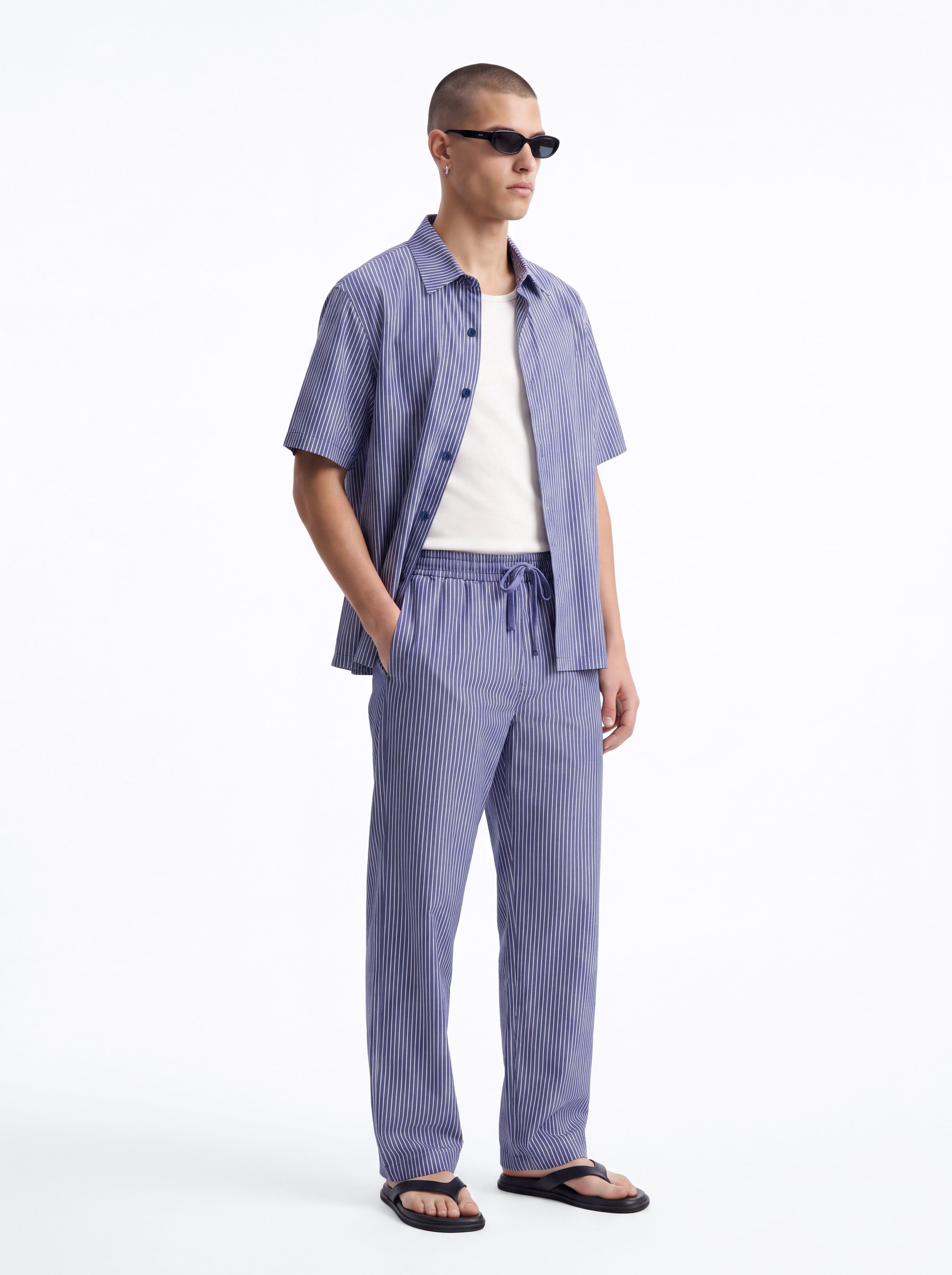 Monaco Relaxed Stripe Pant - Navy/combo