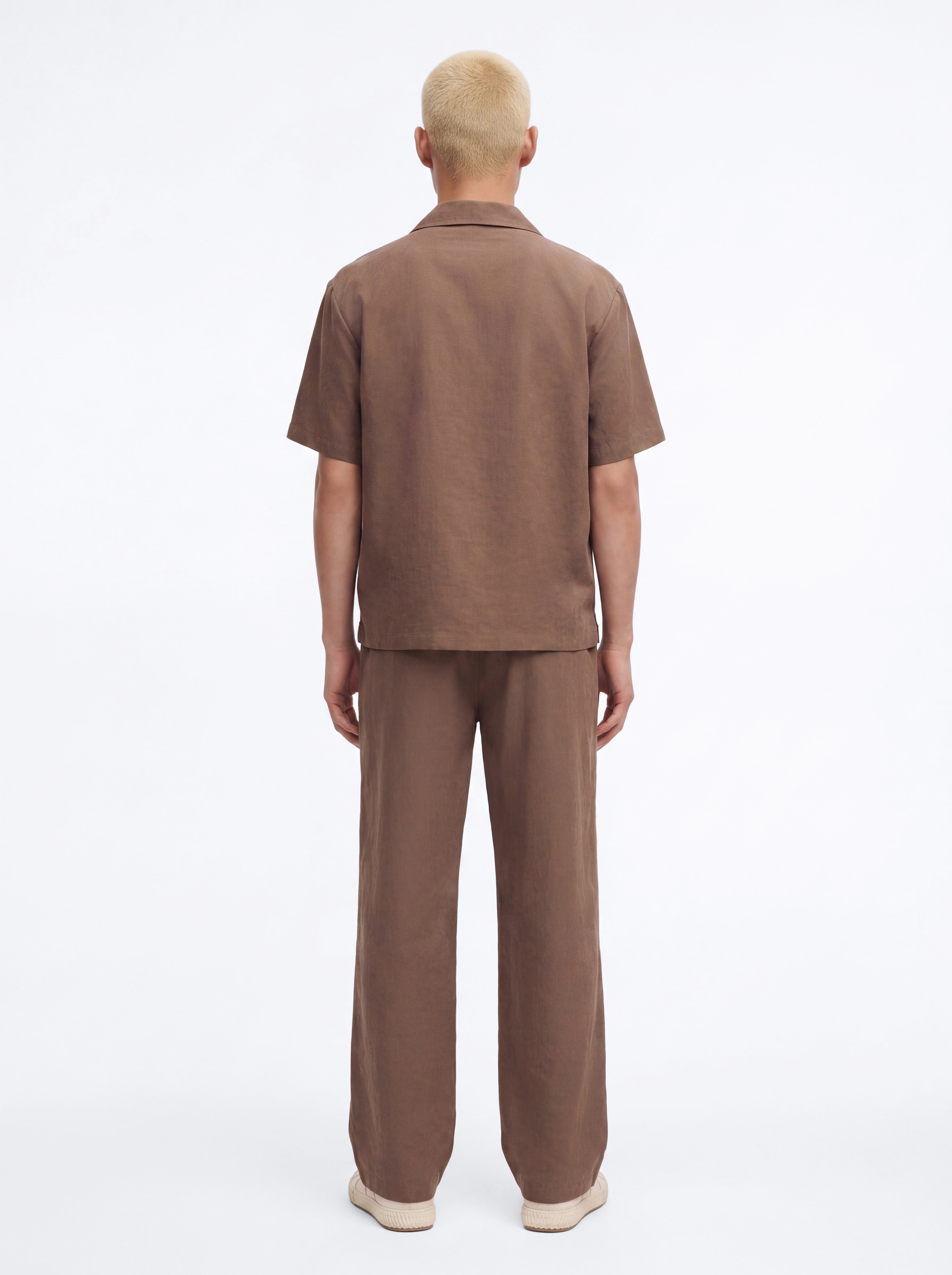 Neo Faux Suede Straight Leg Trouser - Brown