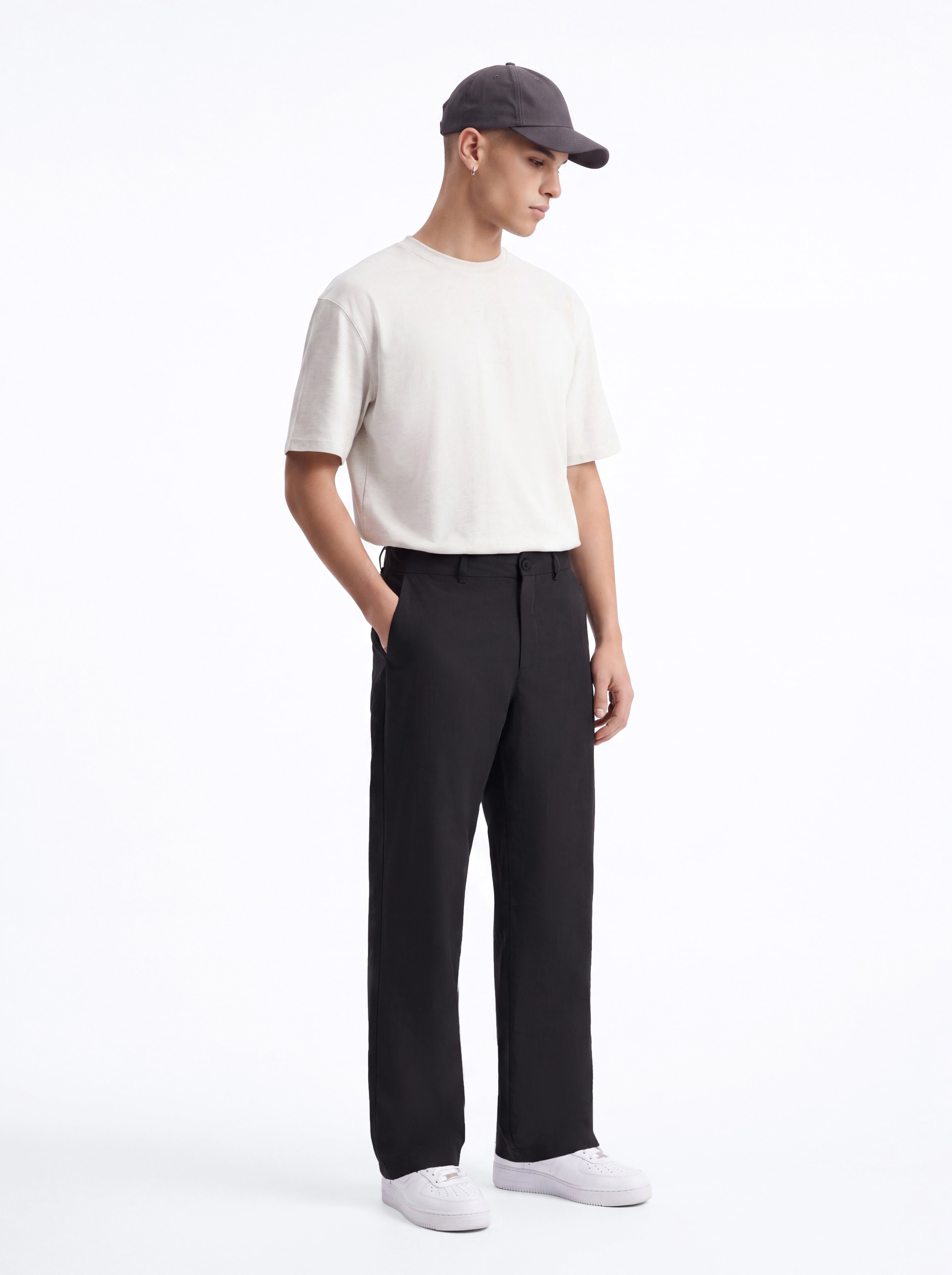Neo Faux Suede Straight Leg Trouser - Black