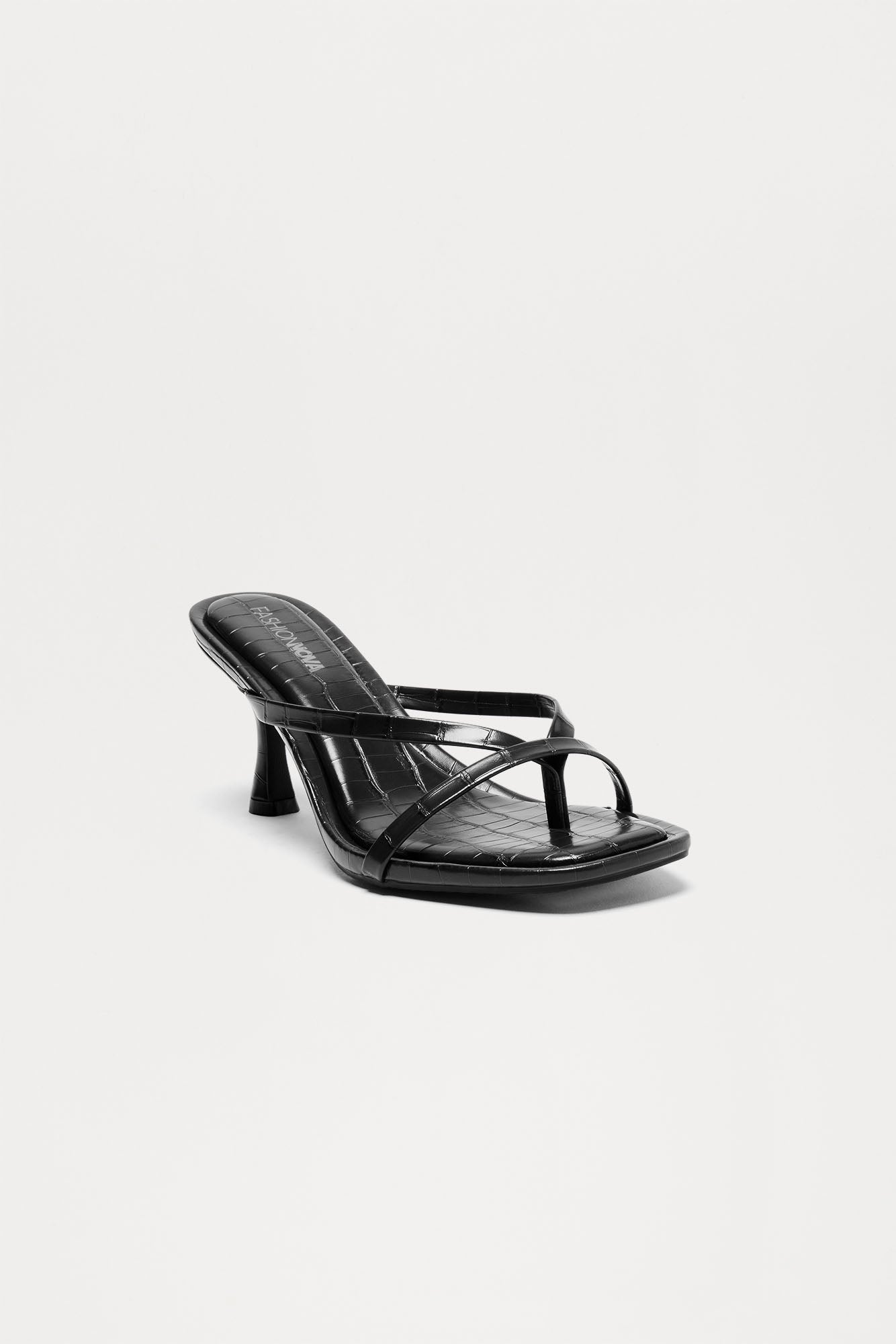 Panama Thong Mules - Black Croc