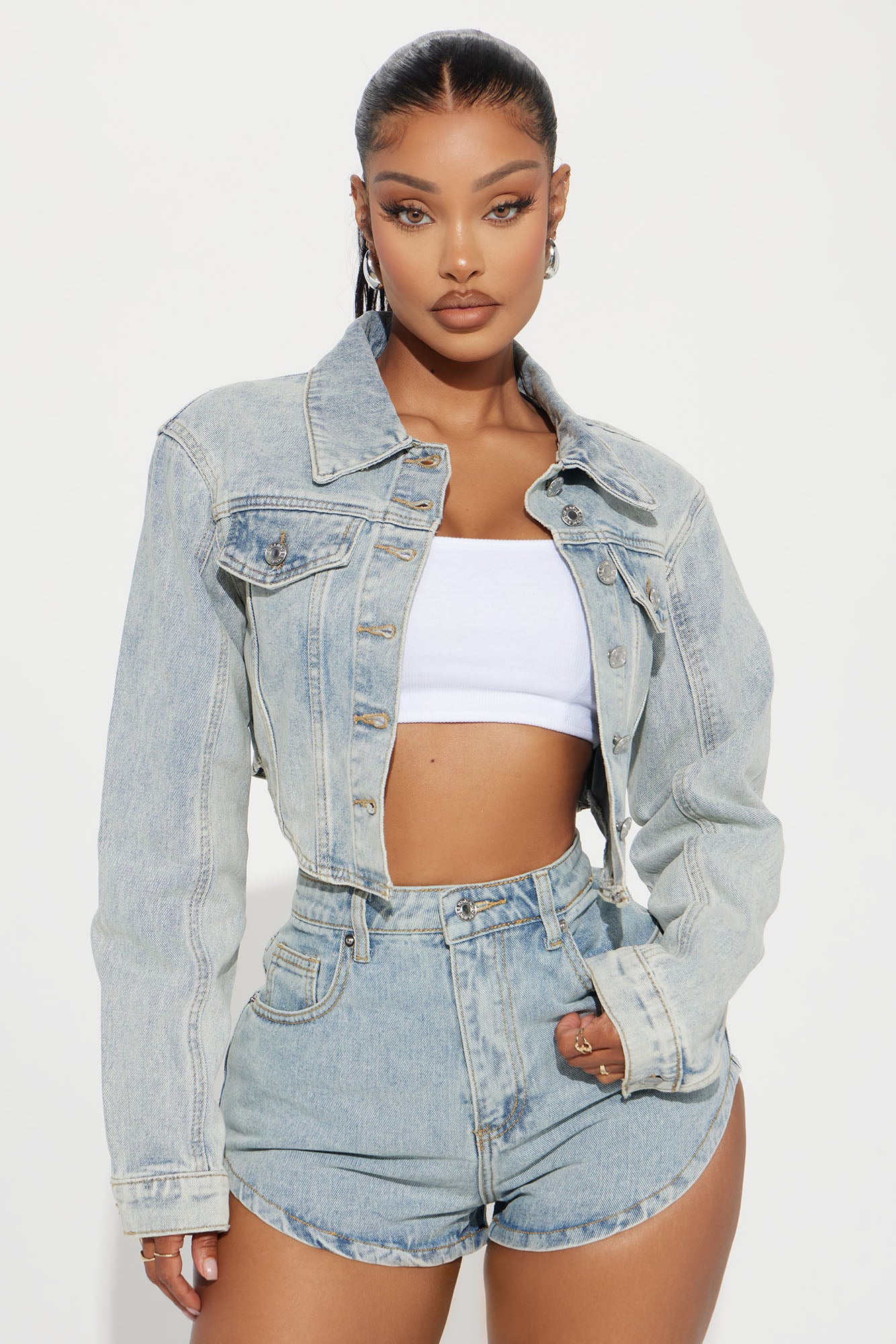 Can't Move On Cropped Denim Jacket - Light Wash