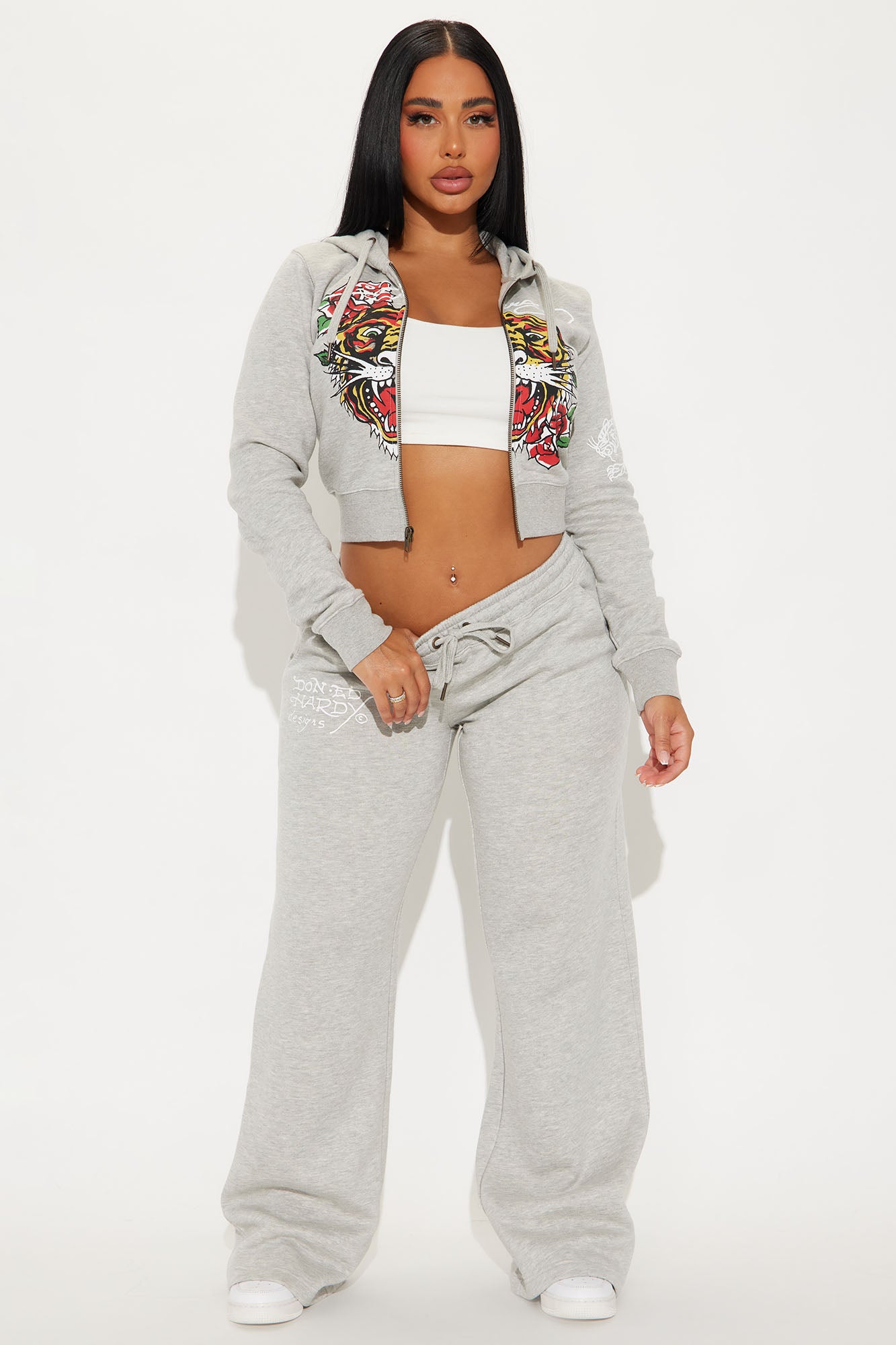 Ed Hardy Tiger Pant Set - Heather Grey
