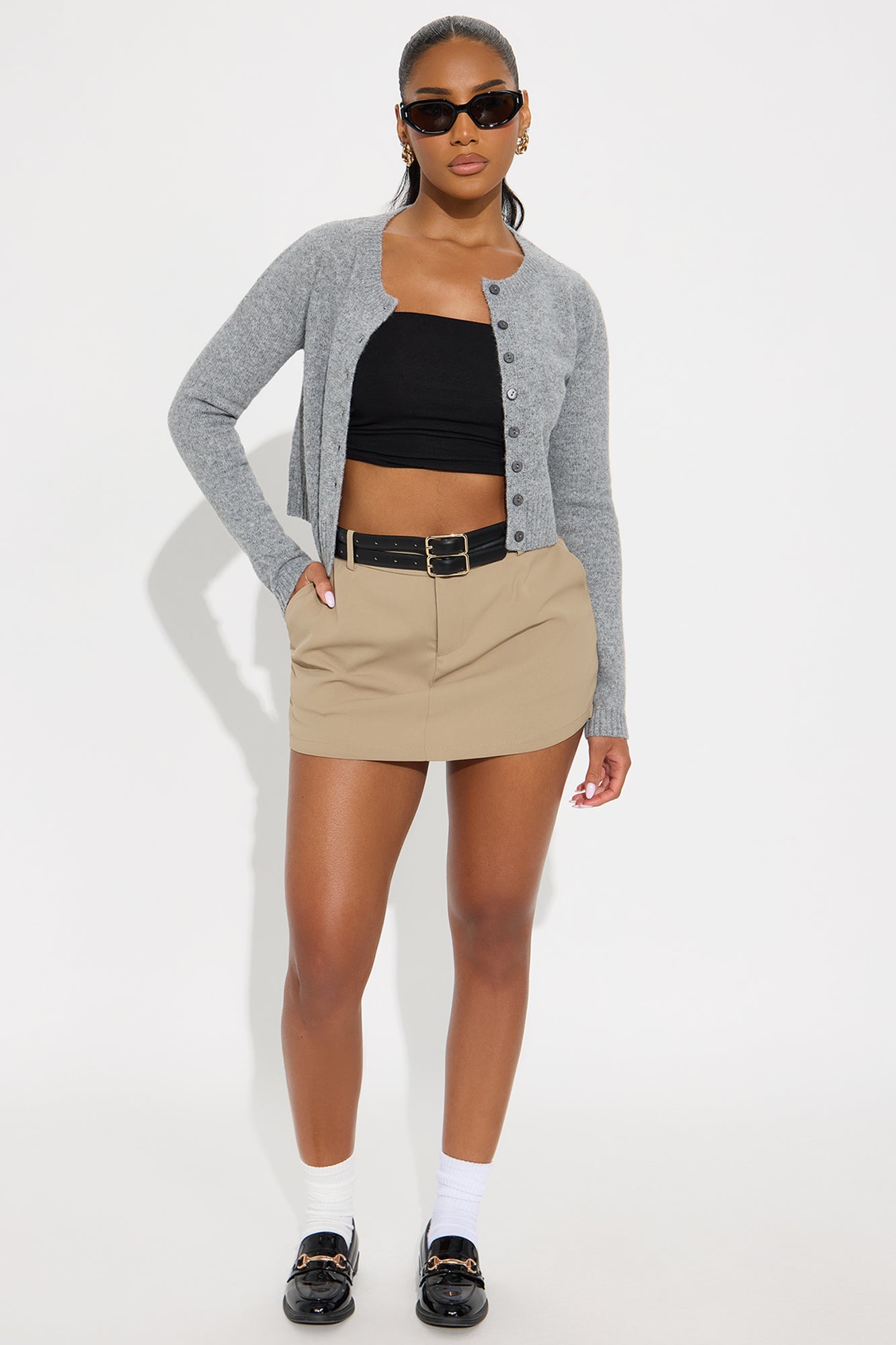 Sweet Sensation Cropped Cardigan - Grey