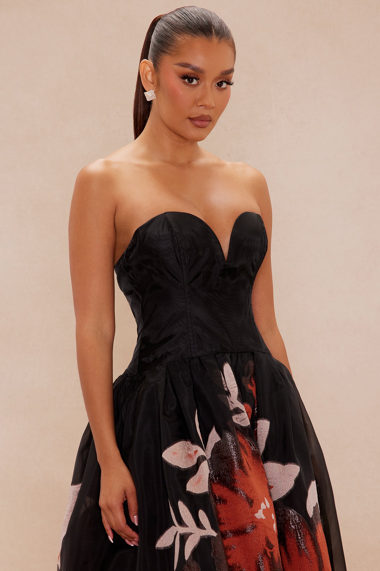 Klaire Embroidered Gown - Black/combo