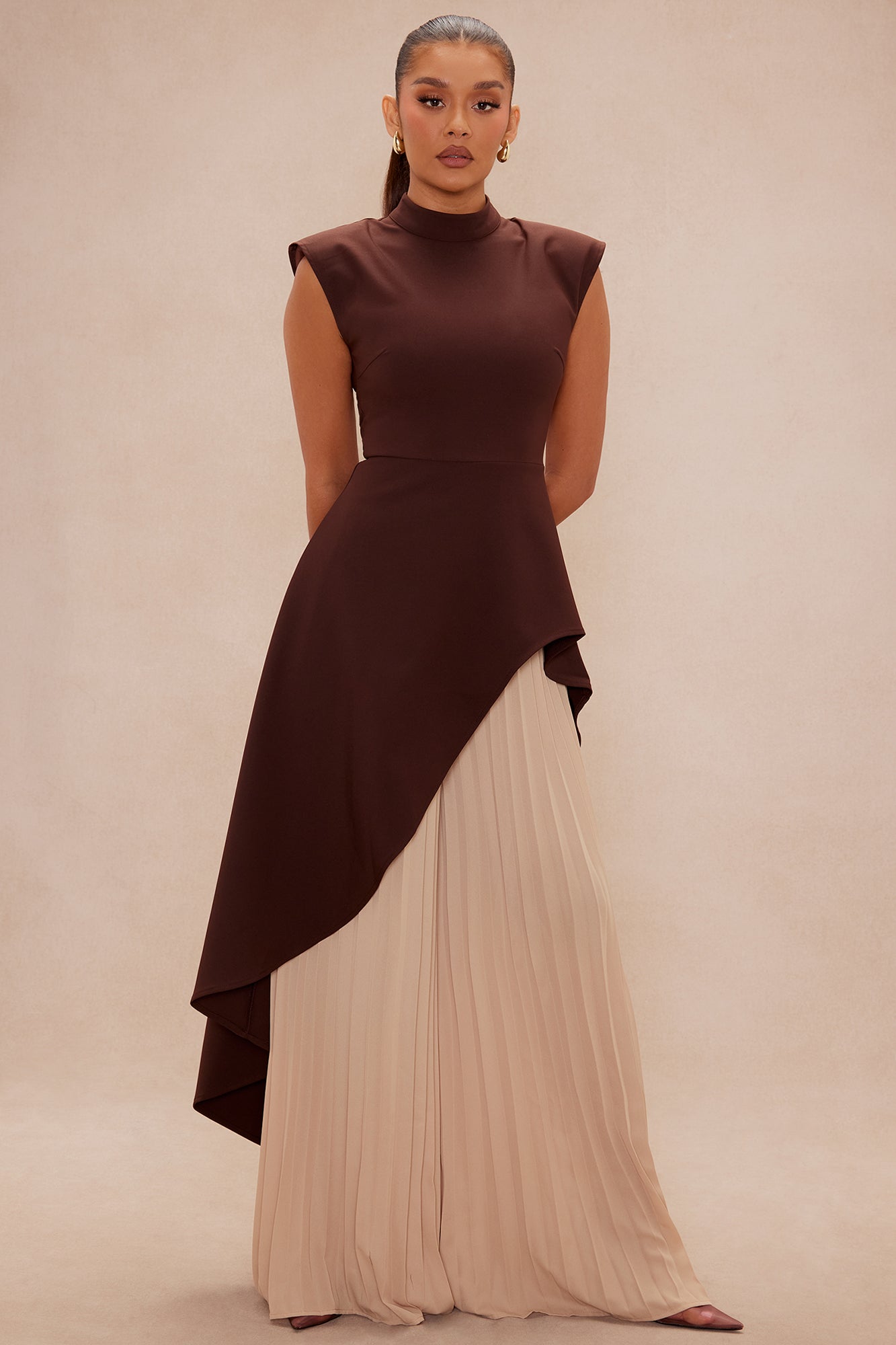 Paris Pleated Pant Set - Chocolate