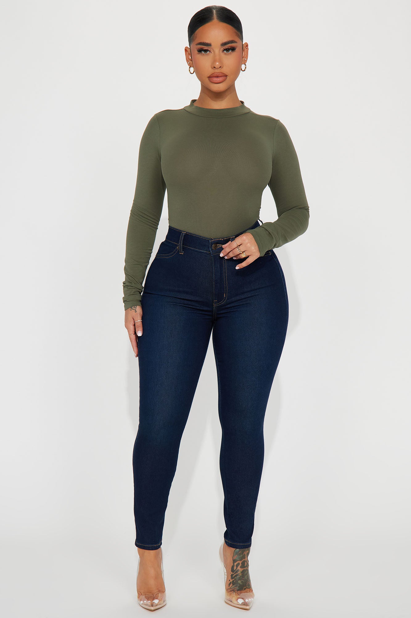 Melanie Mock Neck Bodysuit - Olive