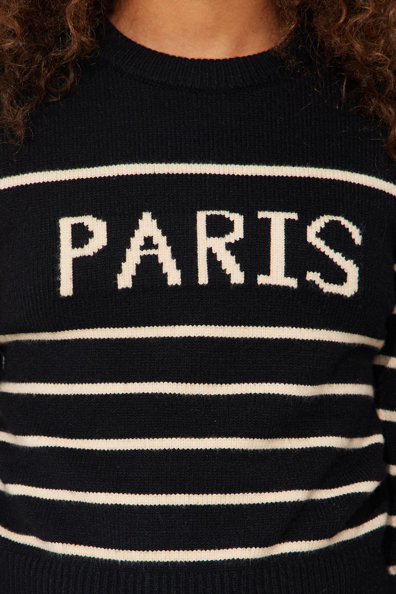Mini J'adore Paris Striped Sweater - Black