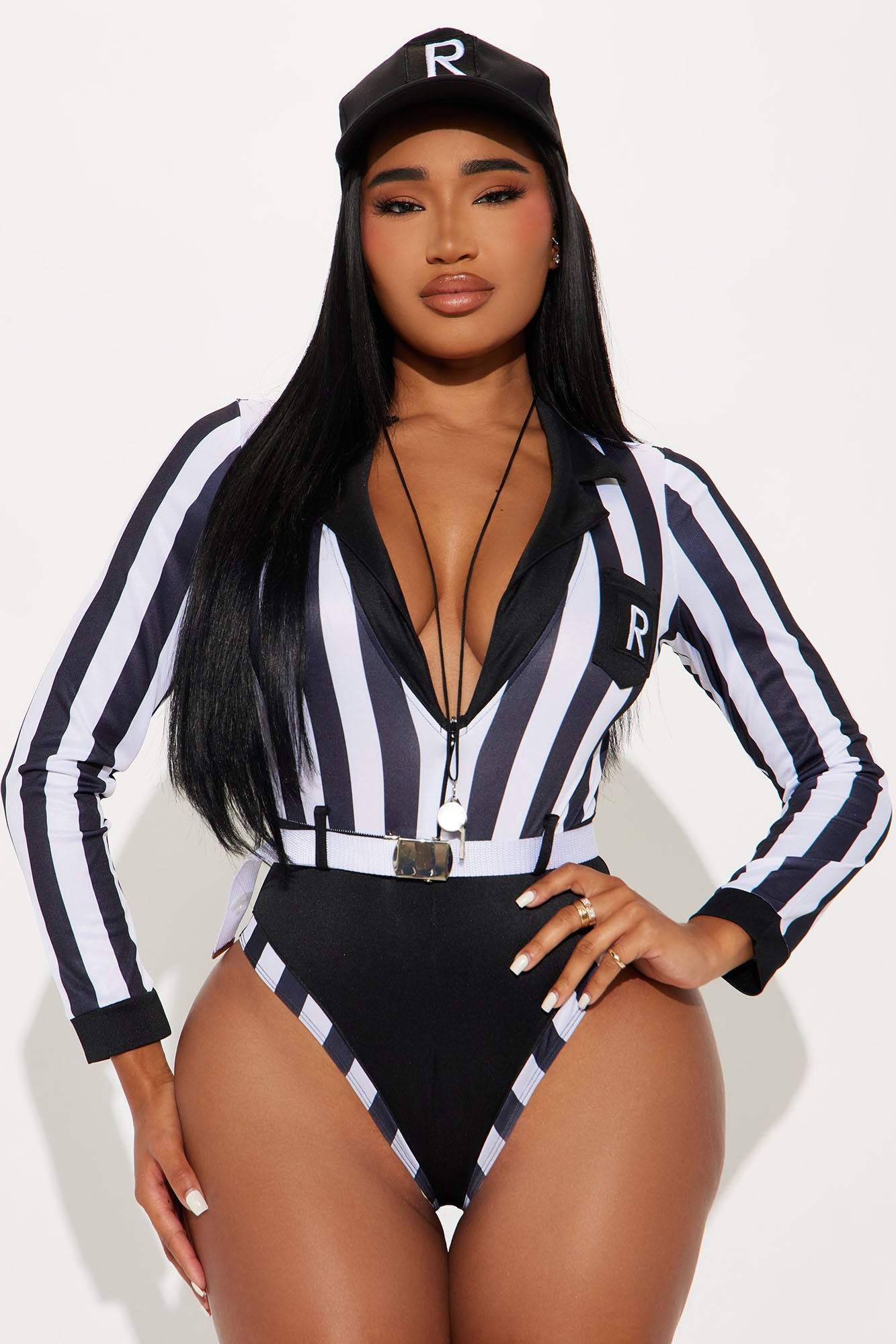 Call My Shots Referee 4 Piece Costume Set - Black/White