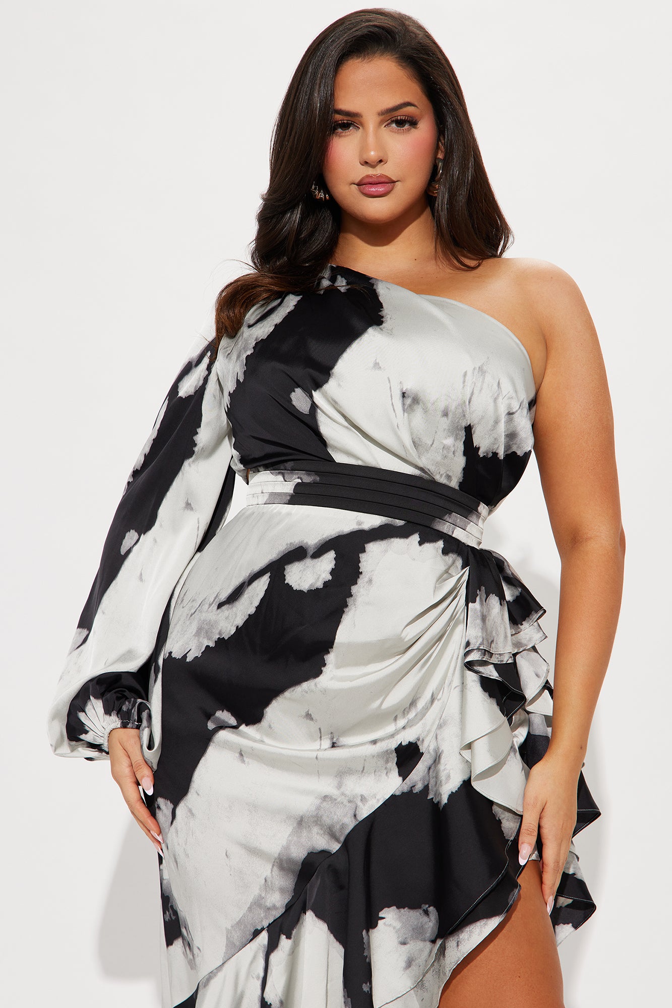 Florence Satin Maxi Dress - Black/combo