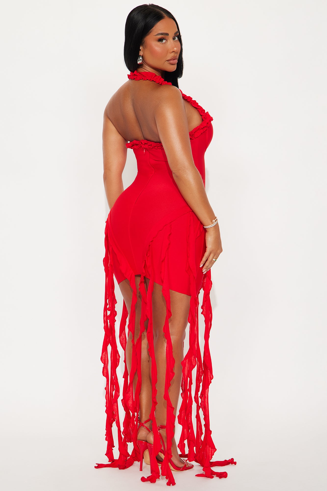 Miranda Ruffle Bandage Mini Dress - Red