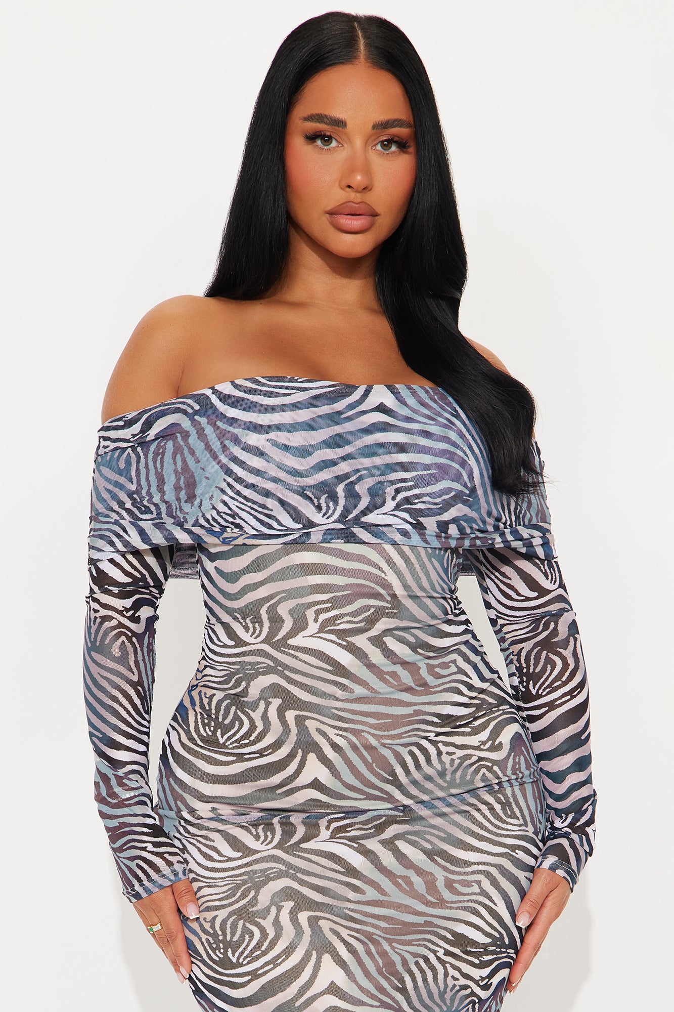 Karliyra Mesh Maxi Dress - Blue/combo