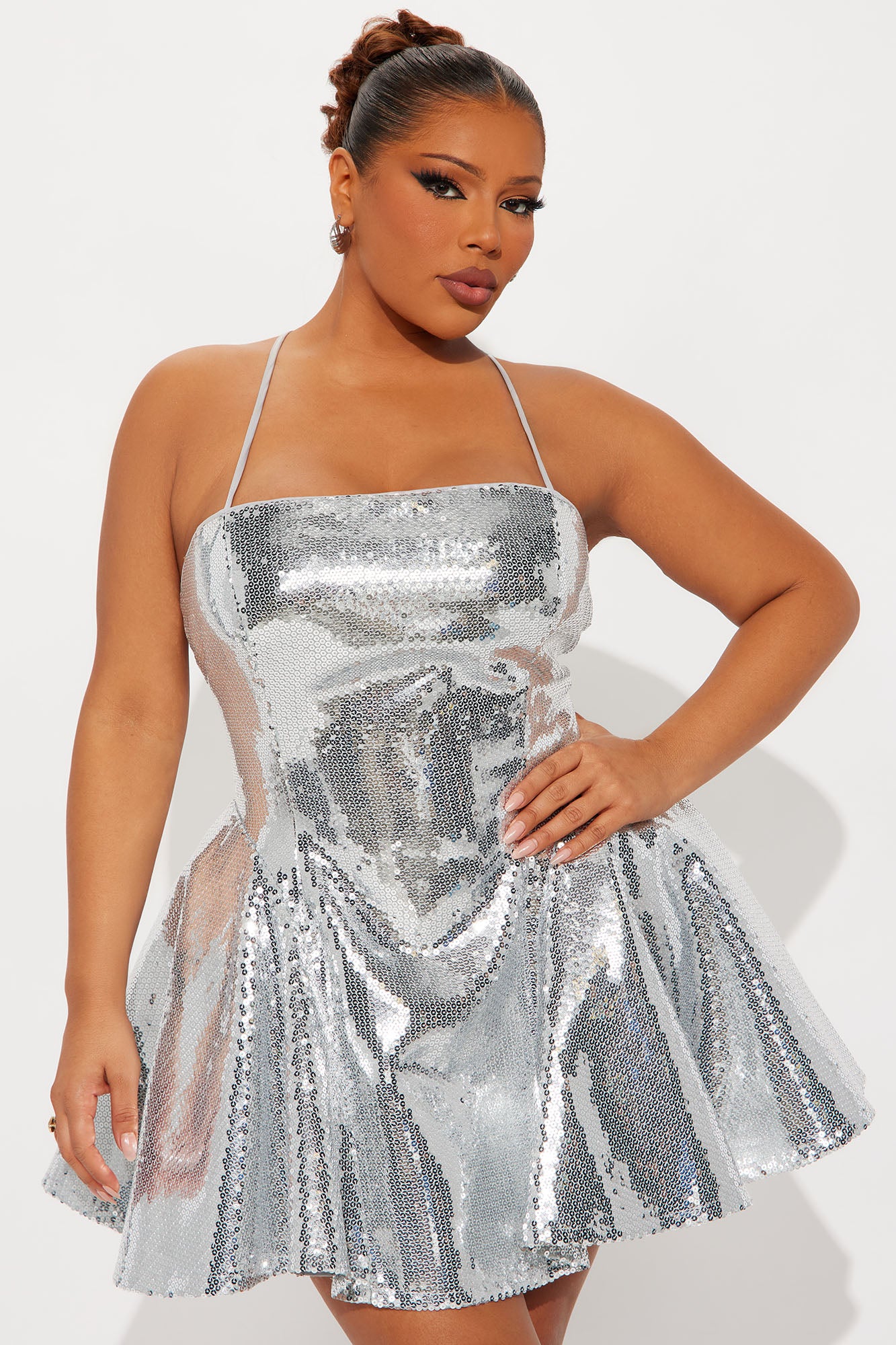Glam Doll Sequin Mini Dress - Silver