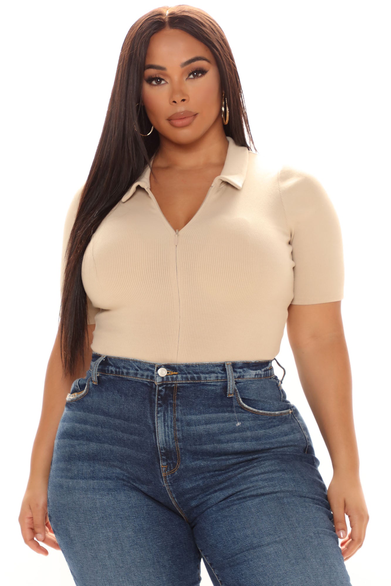 Hustle and Grind Short Sleeve Bodysuit - Nude